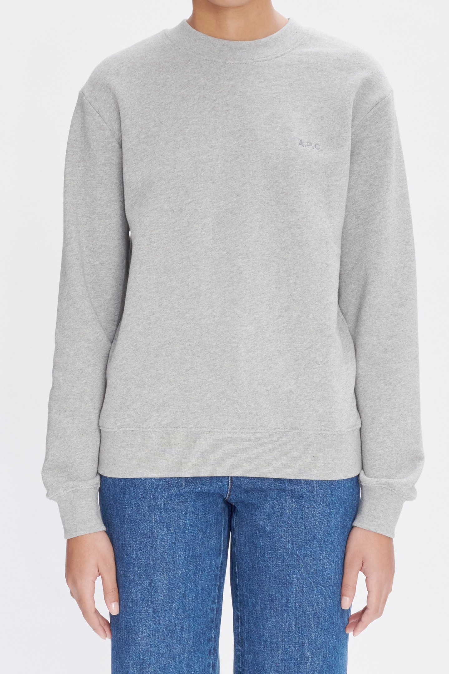 A.P.C. Unisex Sweatshirt Standard Embroidered Heathered Grey Maat: S | Sweaters Outlet | Unisex | Grijs