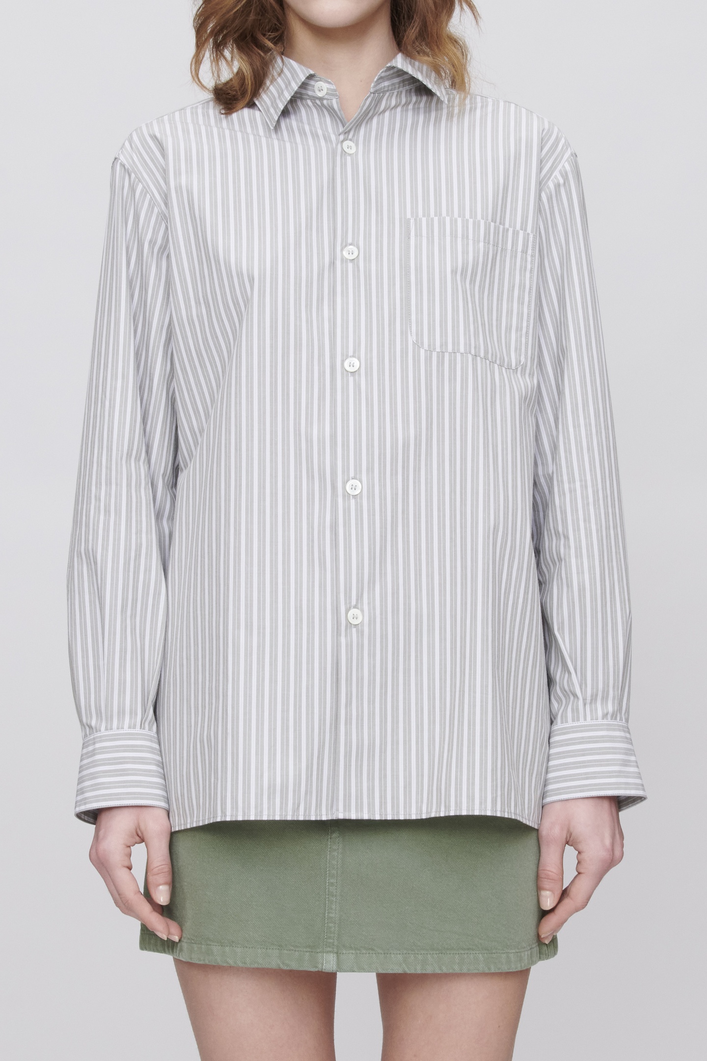 A.P.C. Shirt Sela Grey Green Maat: 36 | Longsleeves Outlet | Dames | Grijs