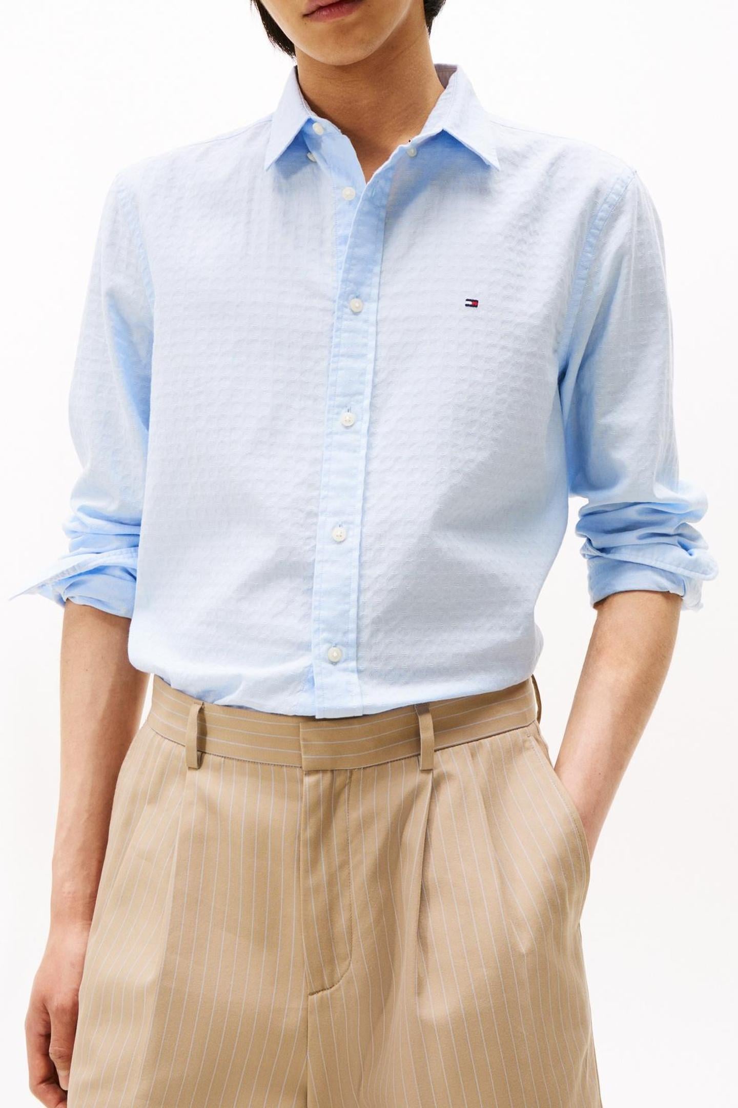 Tommy Hilfiger Dobby Structure Shirt Sweet Blue Taille: S | Casual chemises Outlet | Homme | Bleu