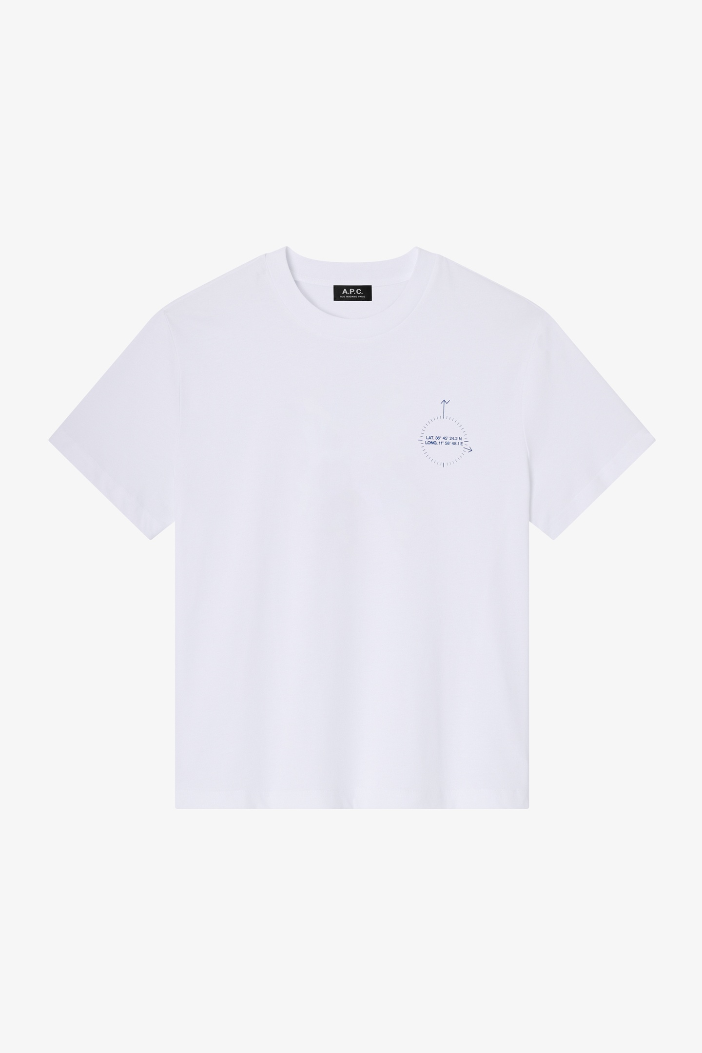 A.P.C. Unisex T-shirt Compass White Maat: XS | Tops Outlet | Unisex | Wit