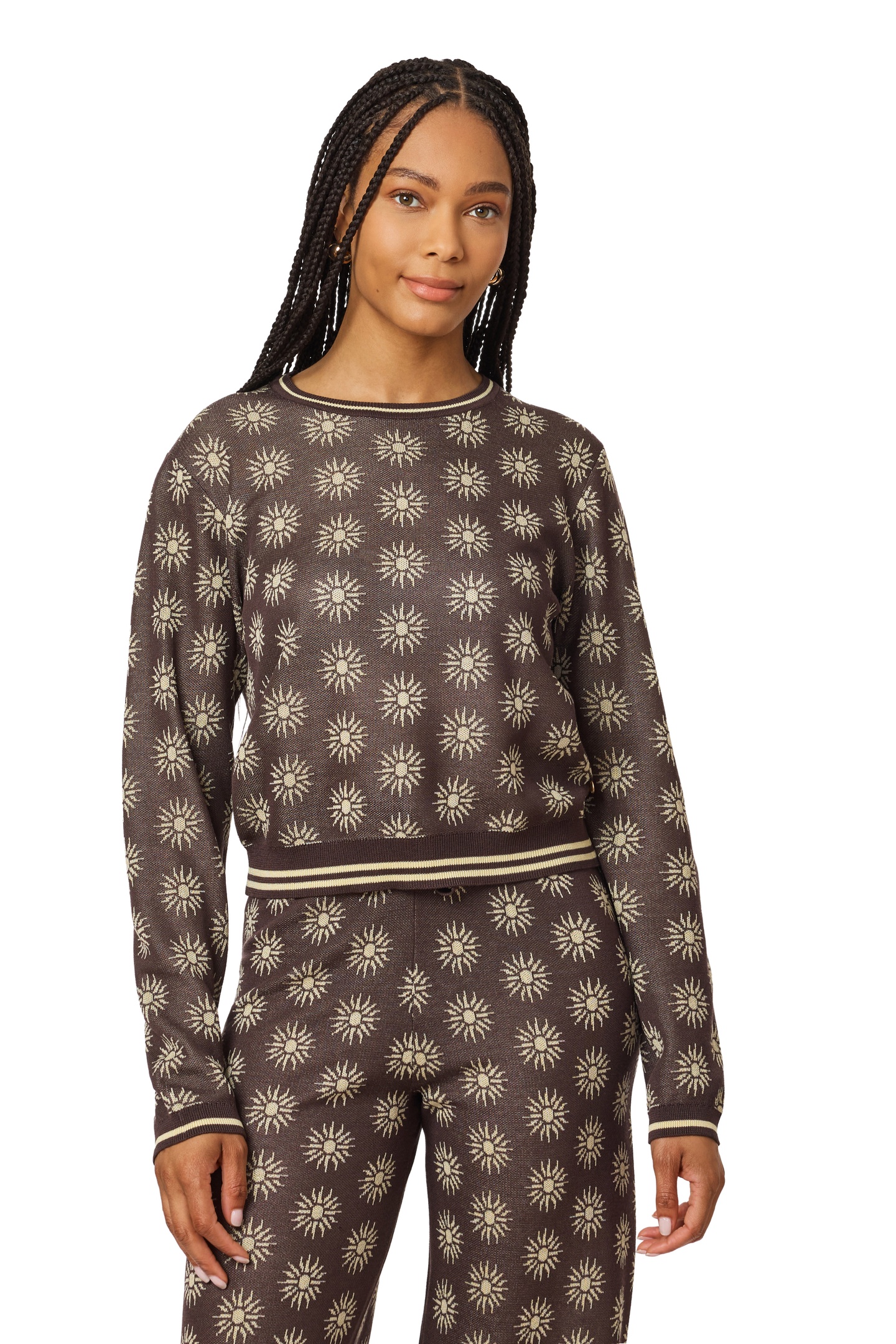 Scotch & Soda Jacquard Pullover Seal Brown/ Reed Yellow Maat: L | Sweaters Outlet | Dames | Bruin