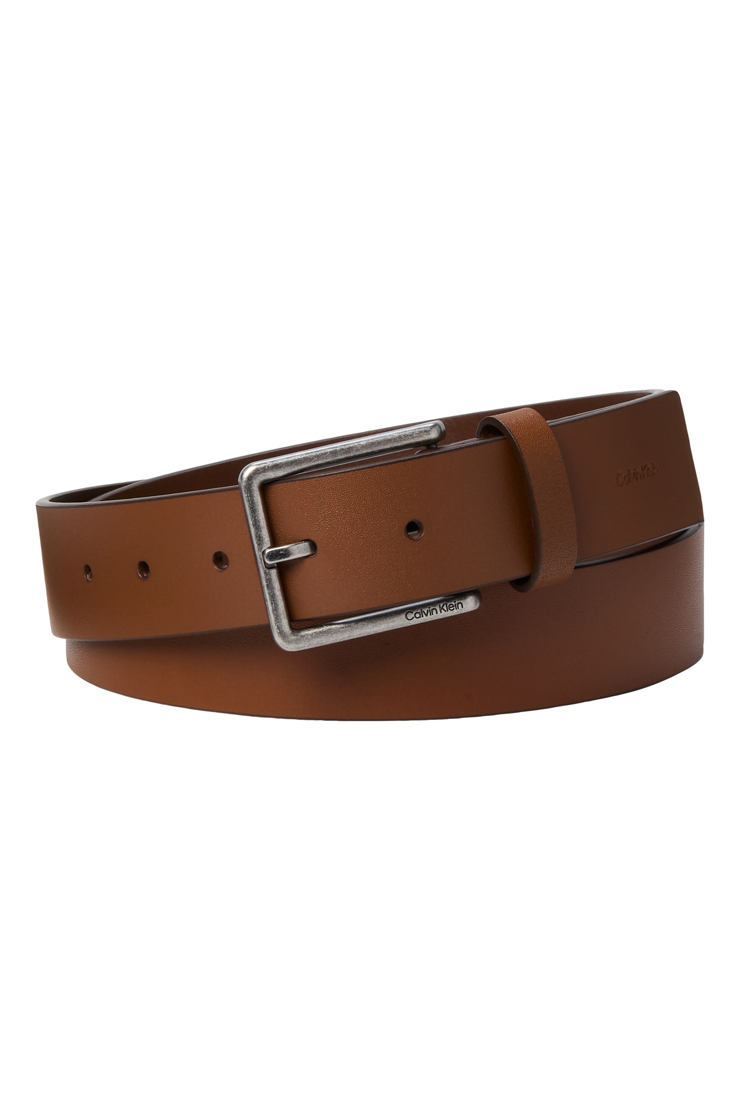Calvin Klein Warmth Buckle Smooth Belt Cognac/antique Silver Talla: 90 | Cinturones Outlet | Hombre | Gris