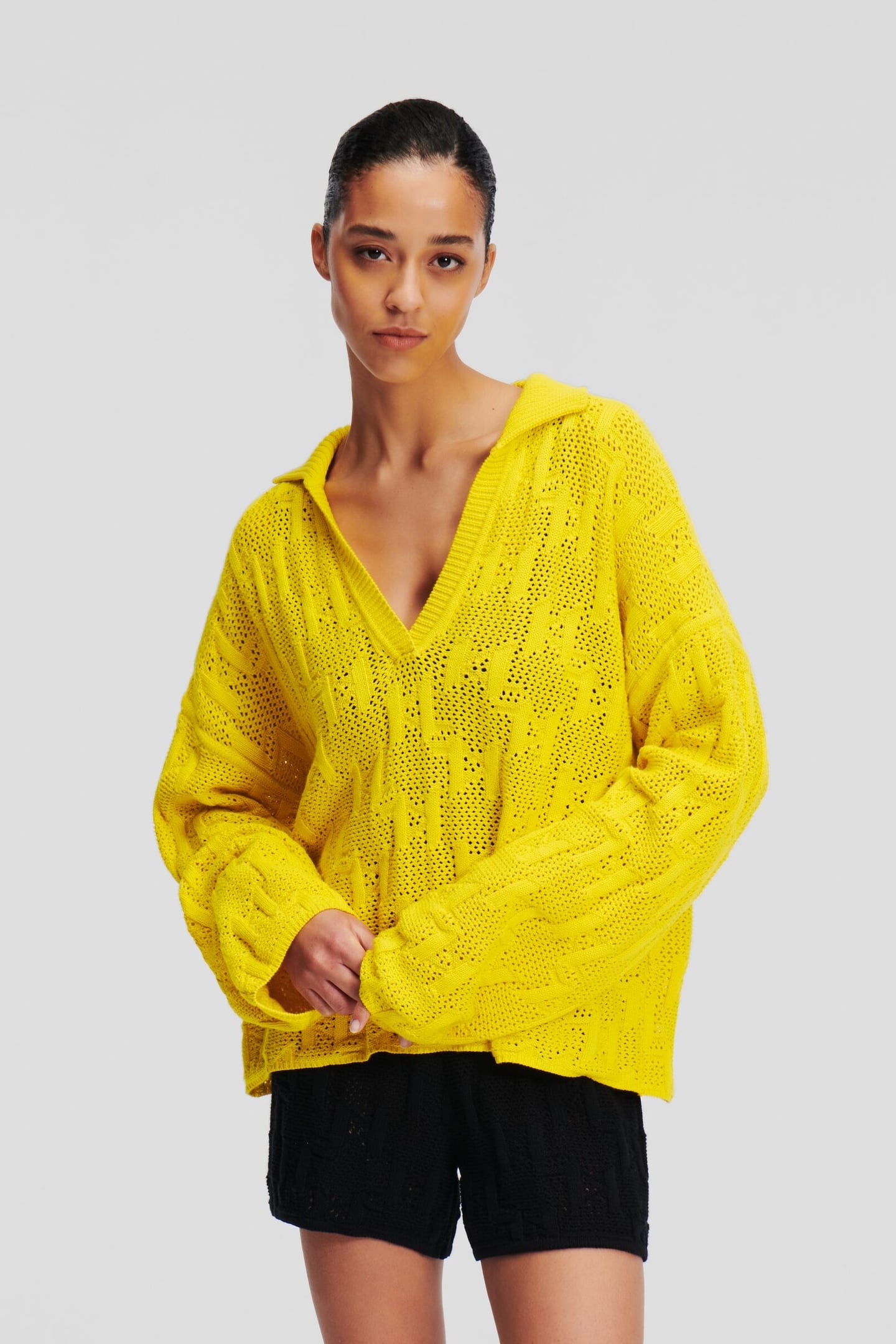 Karl Lagerfeld Monogram Knit Ls Sweater Blazing Yellow Taglia: S | Maglioni a maglia Outlet | Donna | Giallo