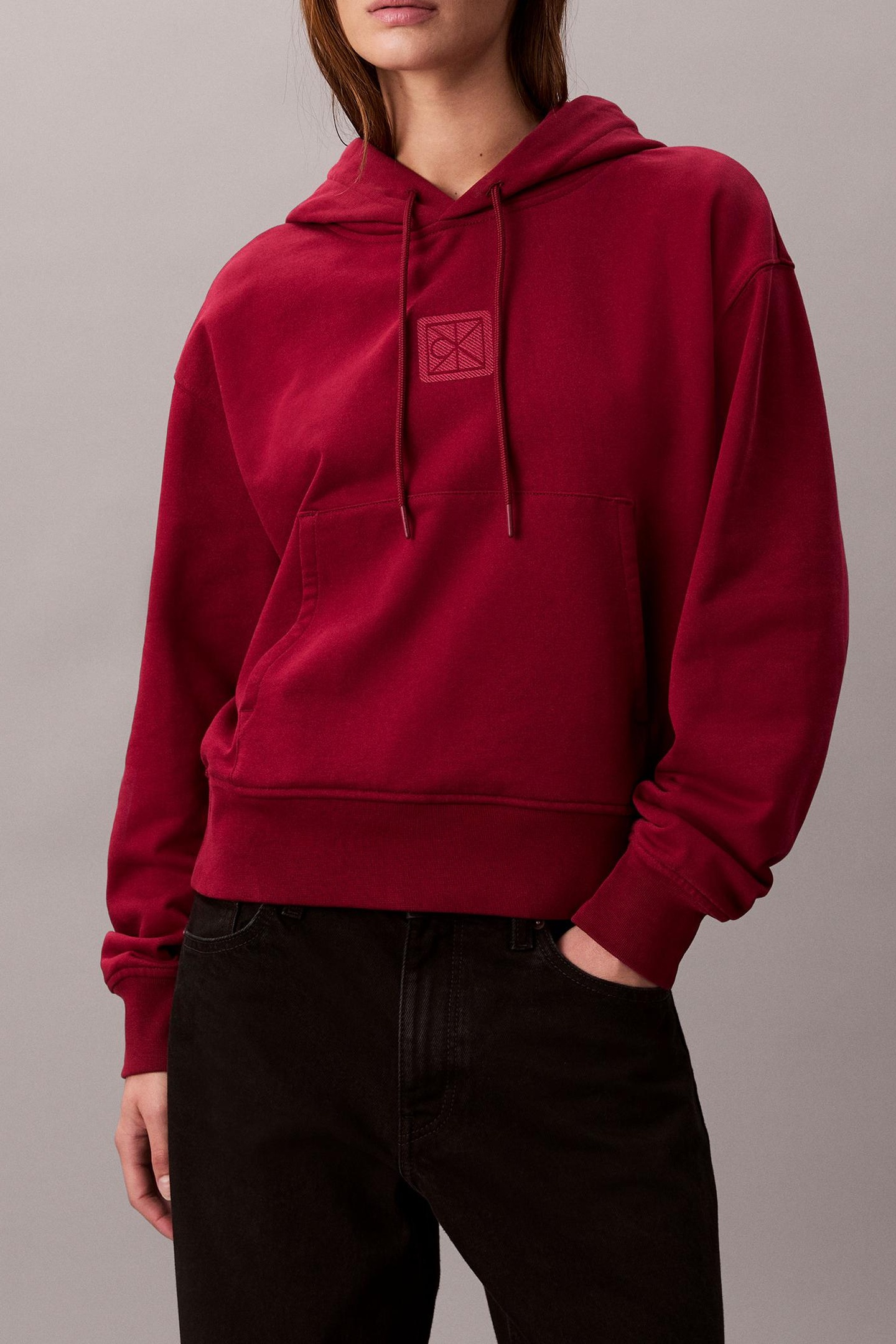 Calvin Klein Ls Premium Terry Emb Magenta Jewel Talla: S | Sudaderas con Capucha Outlet | Mujer | Rosa