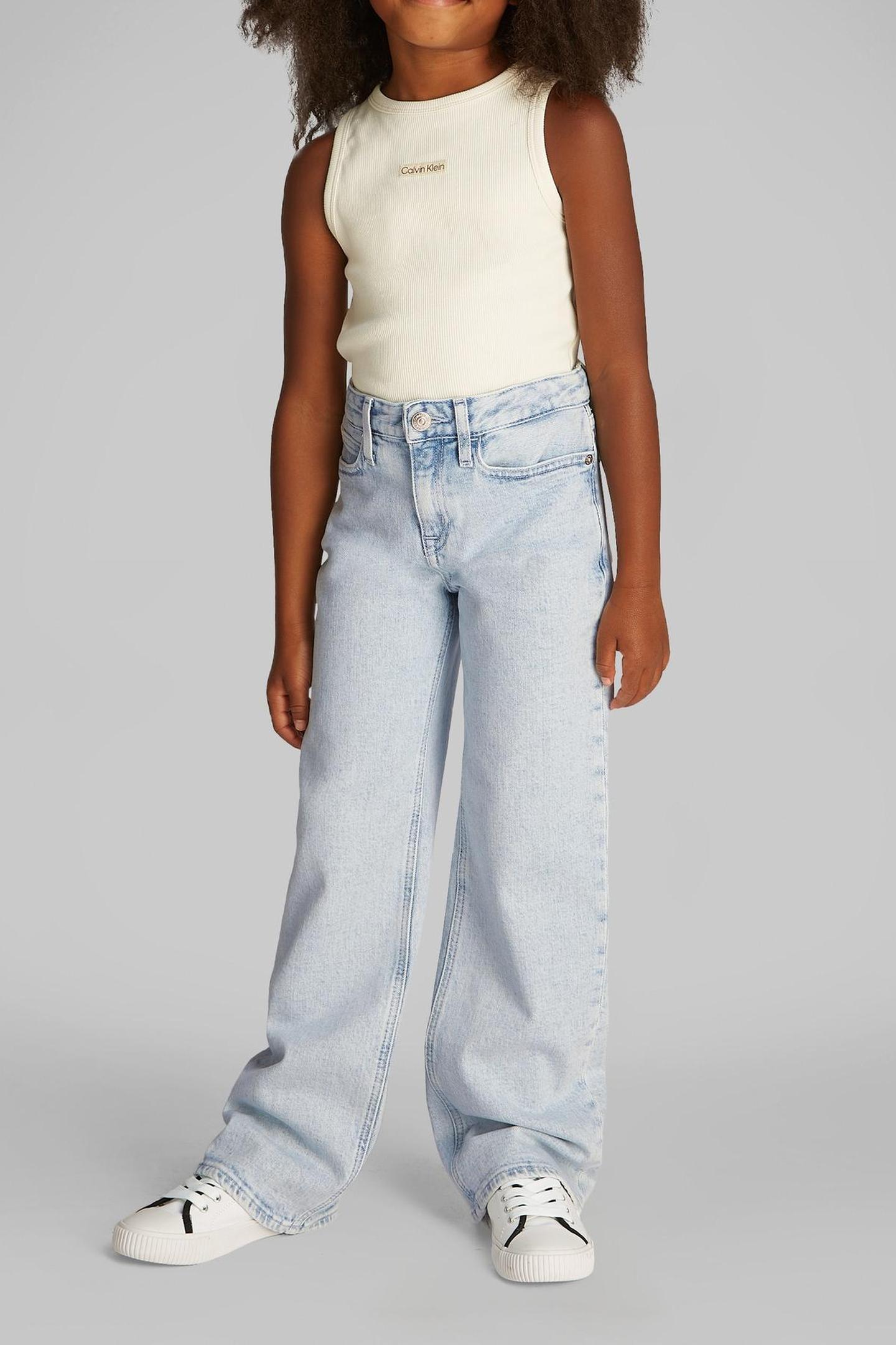 Calvin Klein Girls Wide Leg Clean Sky Blue Maat: 8Y | Spijkerbroeken Outlet | kids | Blauw