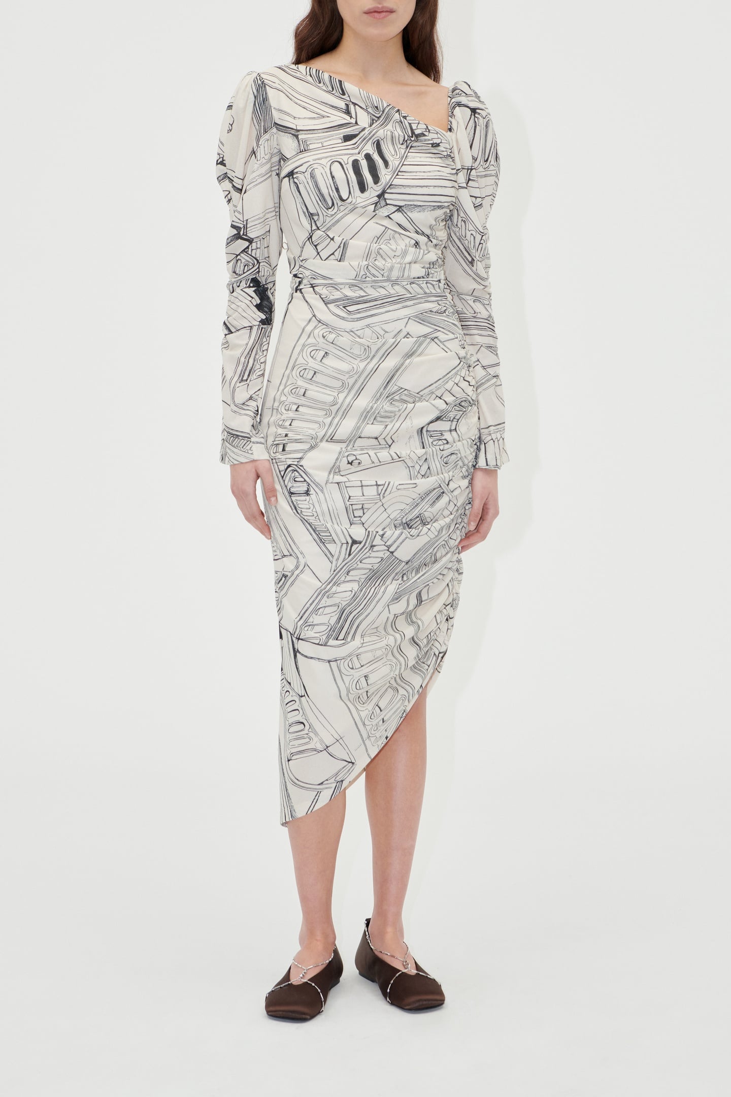 Stine Goya Rouched Midi Dress Fineline Staircase Größe: XXS | Midikleider Outlet | Damen