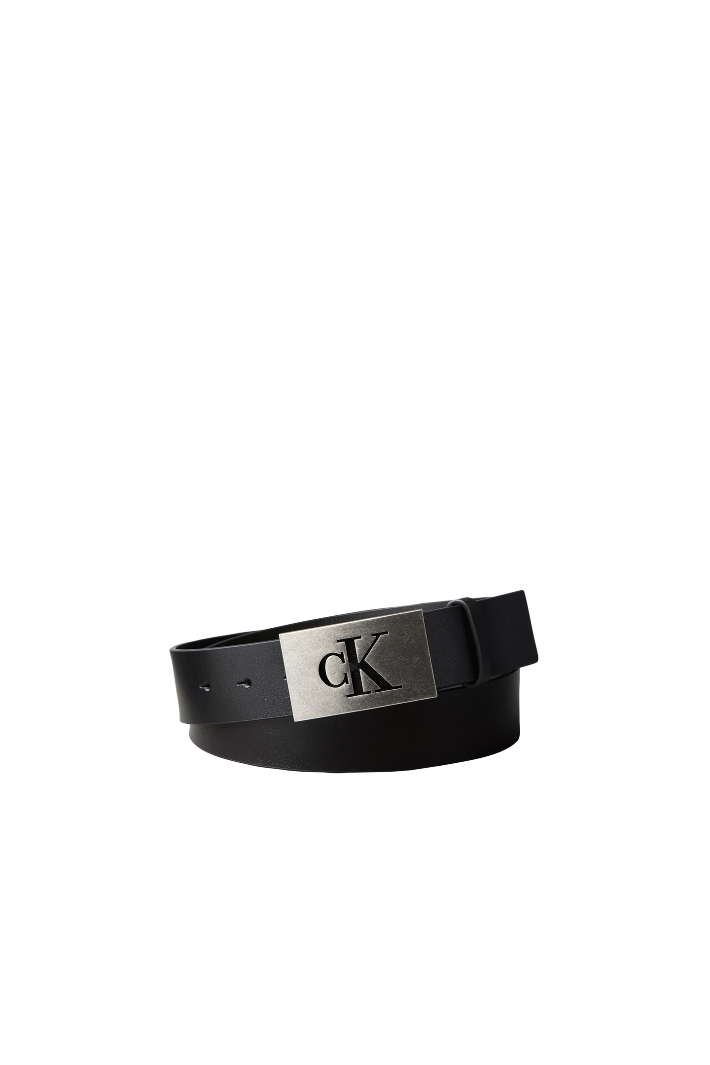Calvin Klein Ck Plaque Smooth 35m Black/antique Silver Talla: 85 | Cinturones Outlet | Hombre | Gris