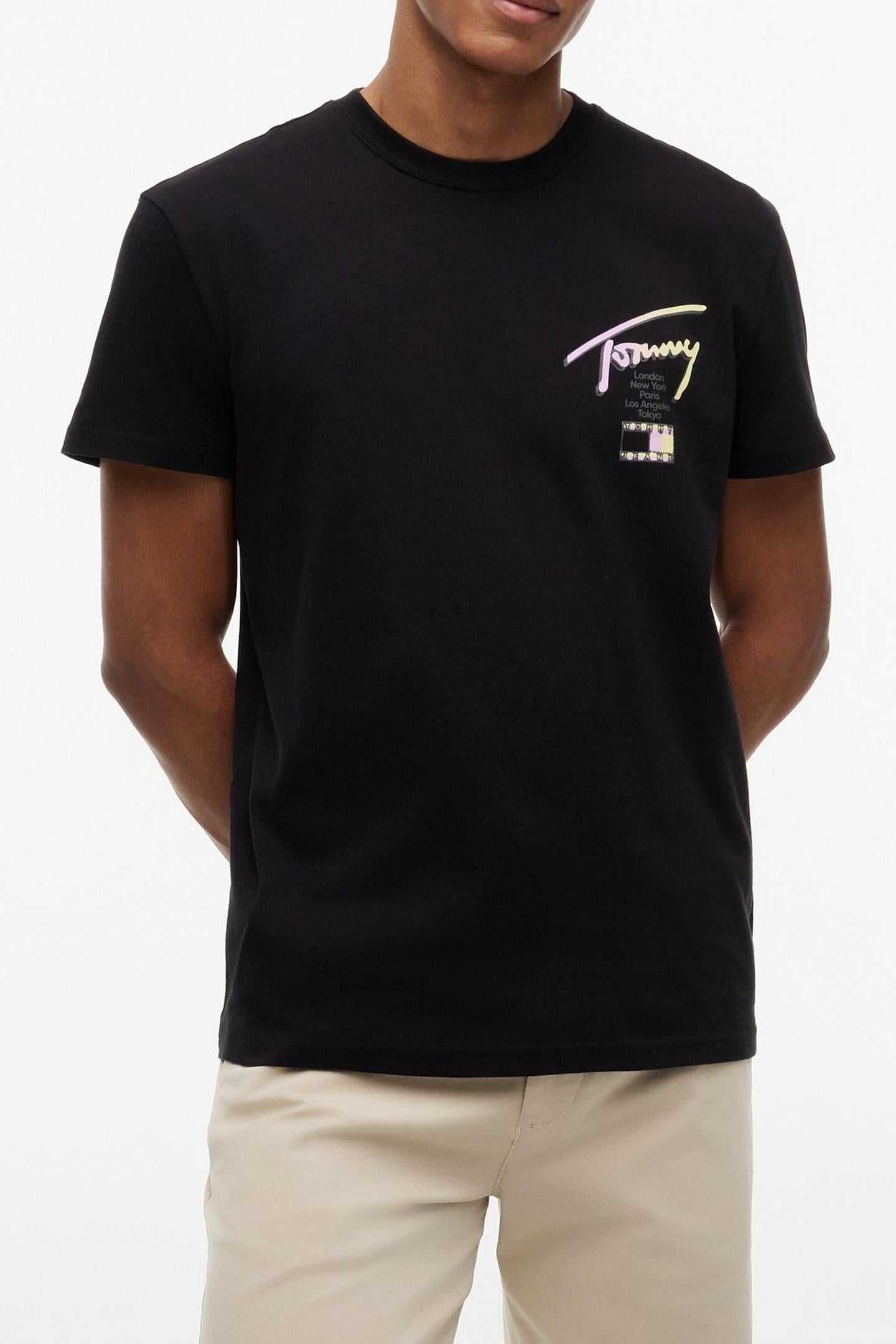 Tommy Hilfiger Tjm Reg City Sign Ss Black Größe: XL | Bedruckte T-Shirts Outlet | Herren | Schwarz