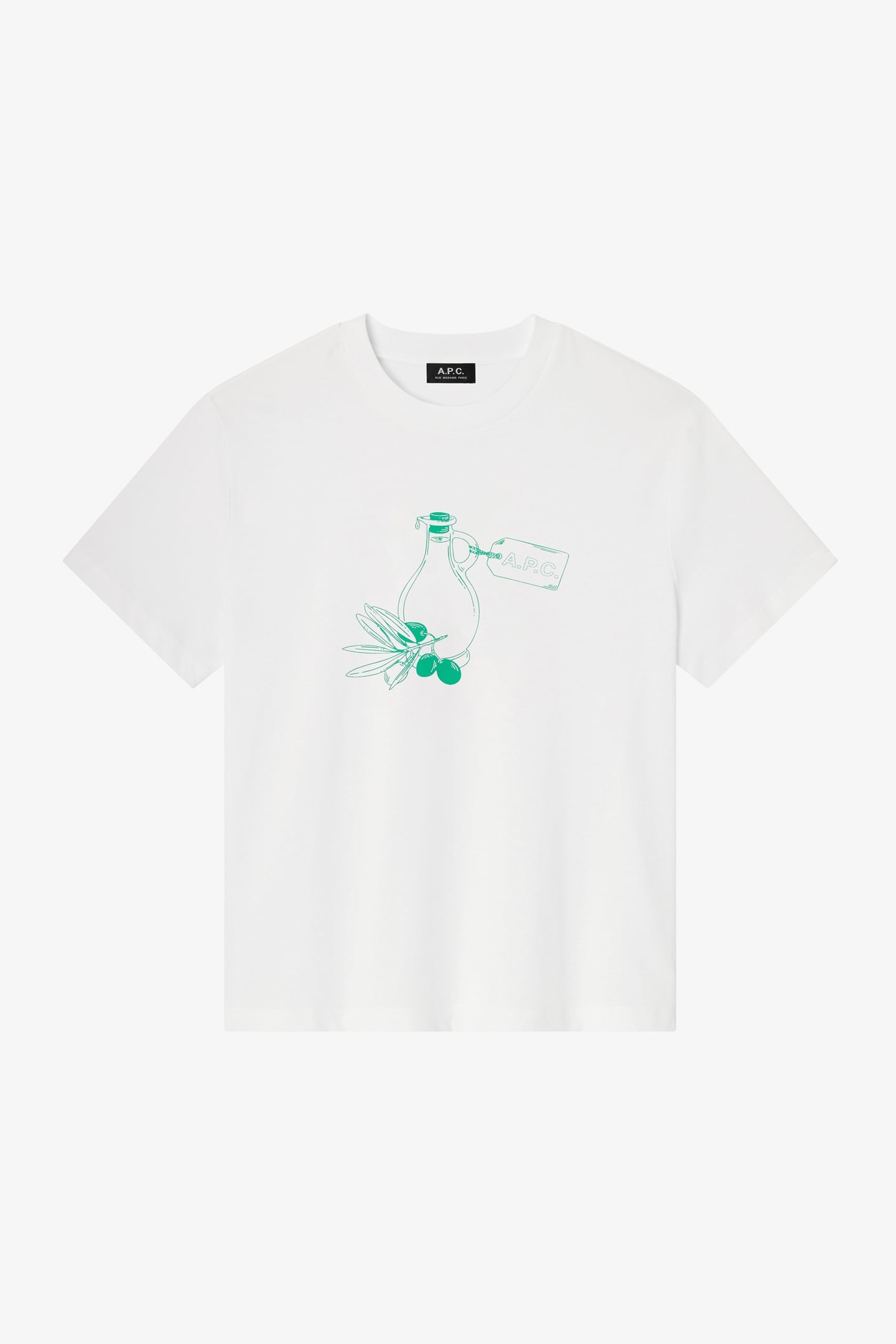 A.P.C. Unisex T-shirt Olive Oil White Maat: L | Tops Outlet | Unisex | Wit
