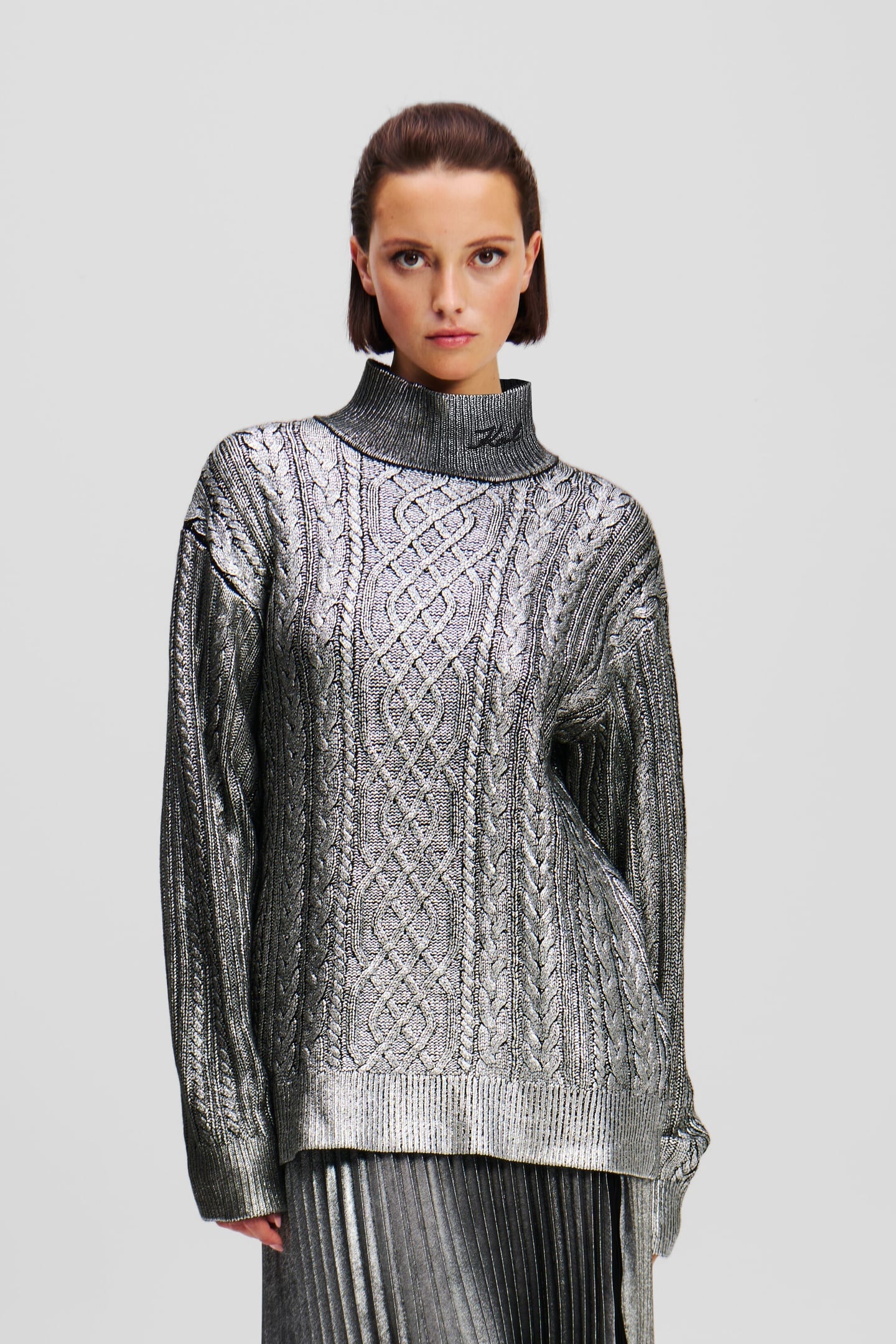 Karl Lagerfeld Cable Knit Sweater Gunmetal Taglia: XS | Maglioni a maglia Outlet | Donna | Grigio