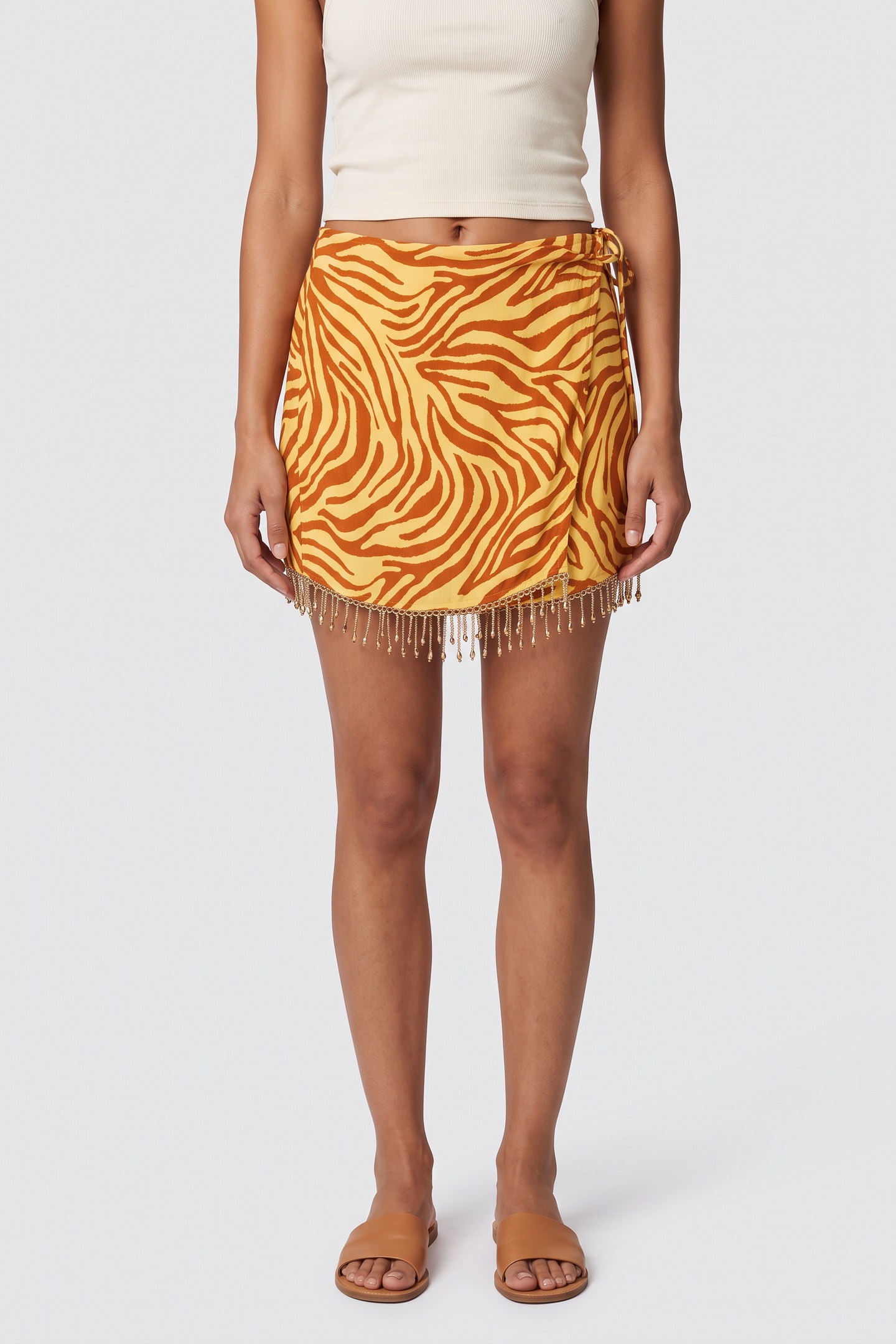 Bolina Island Escondida Sunset Skirt Orange Zebra Print Talla: S | Mini Faldas Outlet | Mujer | Amarillo
