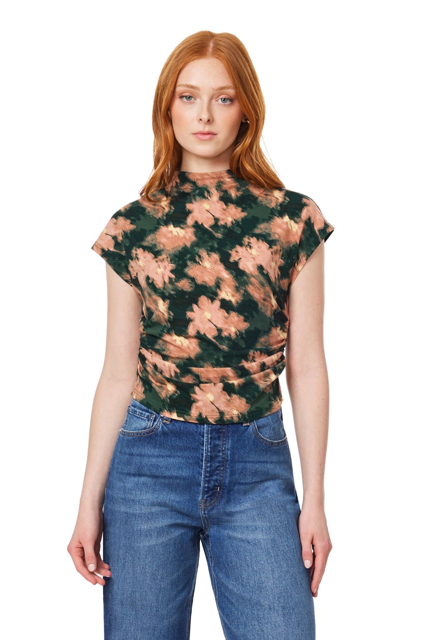 Scotch & Soda Dolman Funnel Neck Top Scarab Blurred Floral Talla: XS | Camisetas de Seda Outlet | Mujer