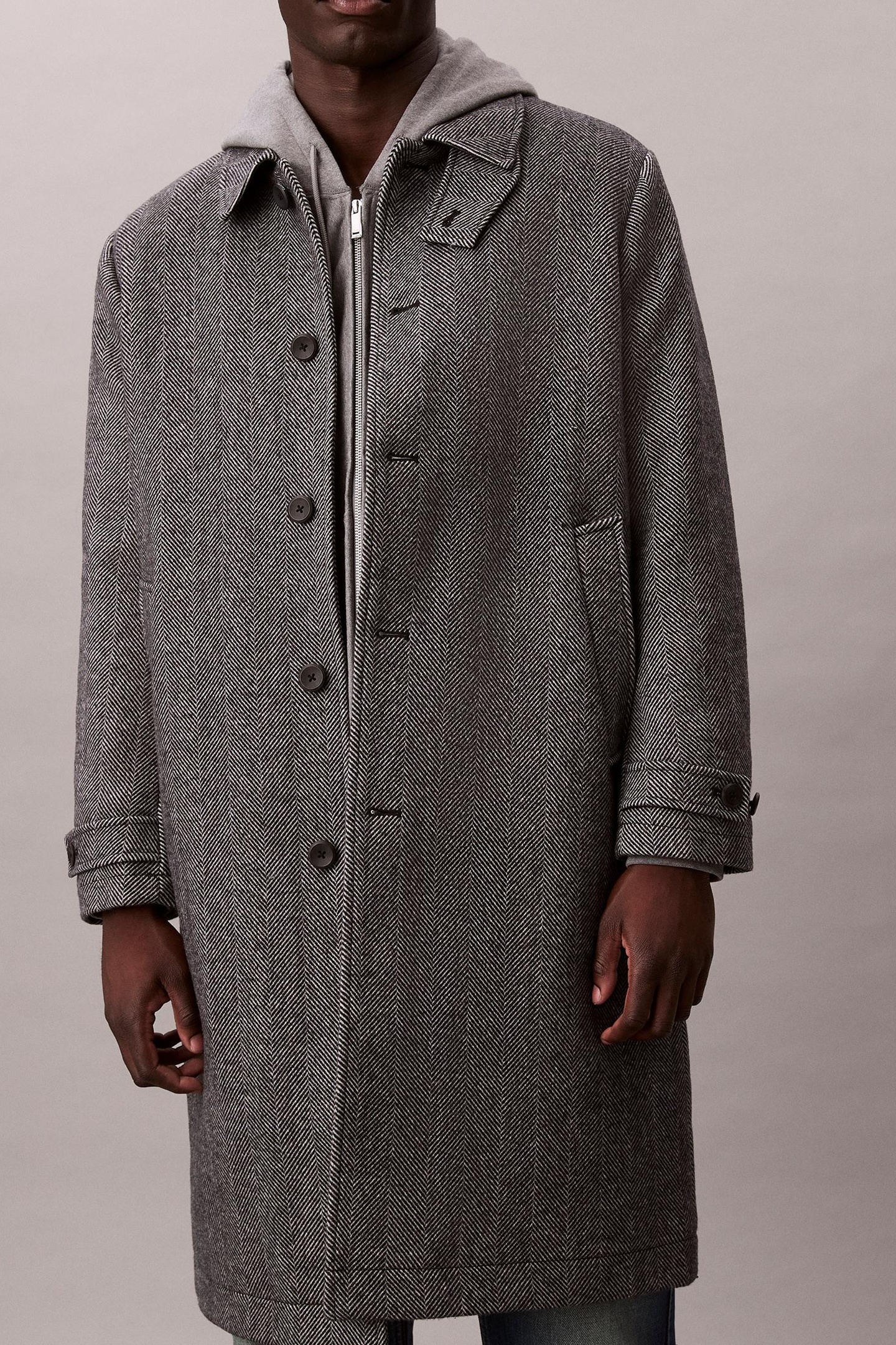 Calvin Klein Ls Tech Wool Blend Coat Black Maat: M | Single-Breasted Mantels Outlet | Heren | Zwart