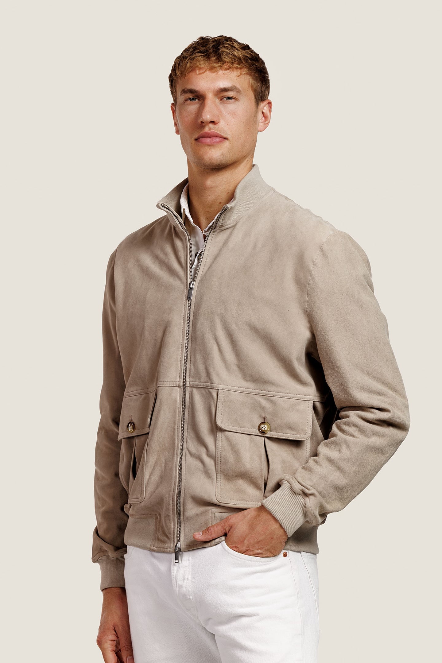 ALTER EGO Boi Suede Jacket Taupe Size: S | Leather & Biker Jackets Outlet | Heren | Beige