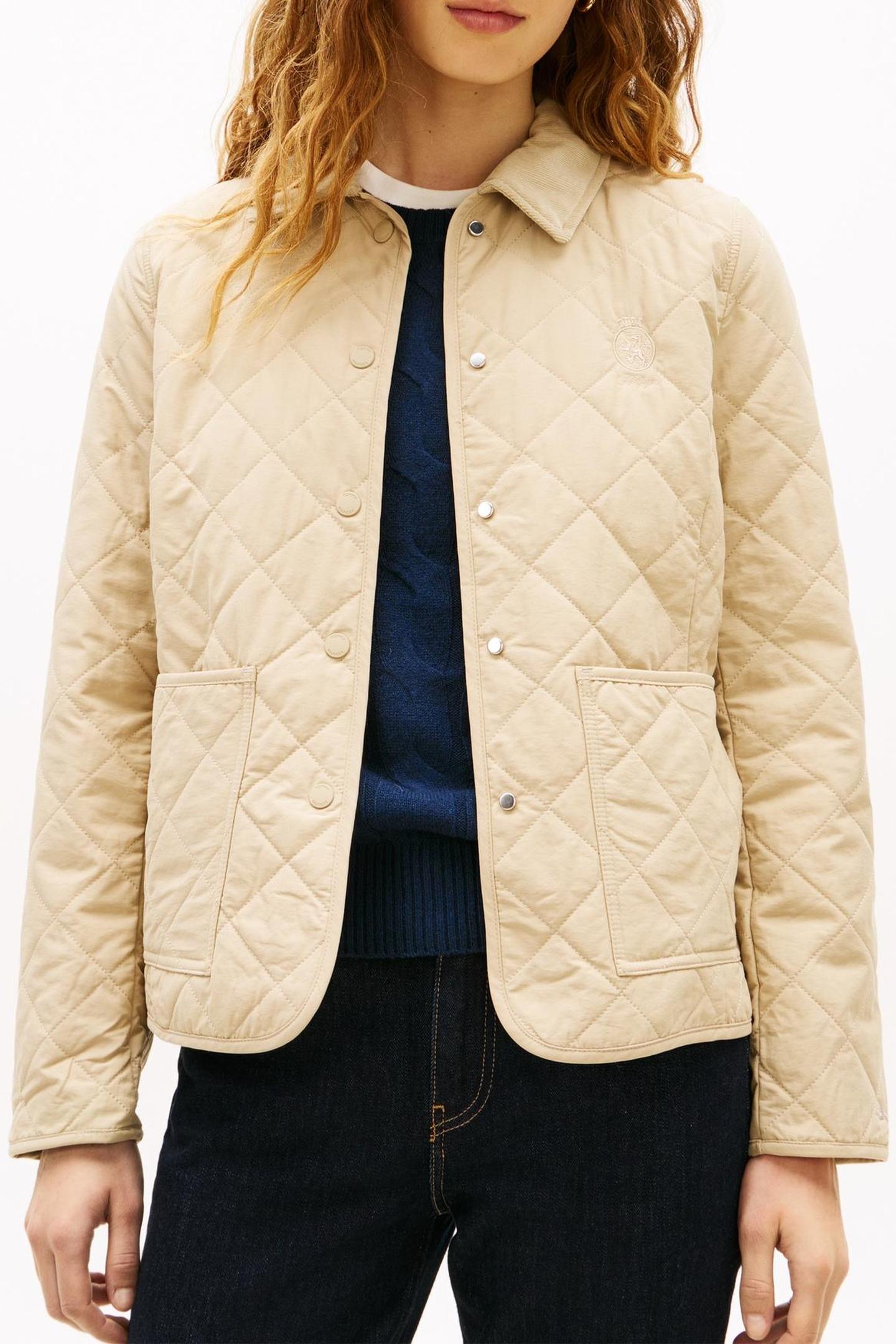 Tommy Hilfiger Padded Quilted Slim Silt Maat: L | Overshirts Outlet | Dames | Beige