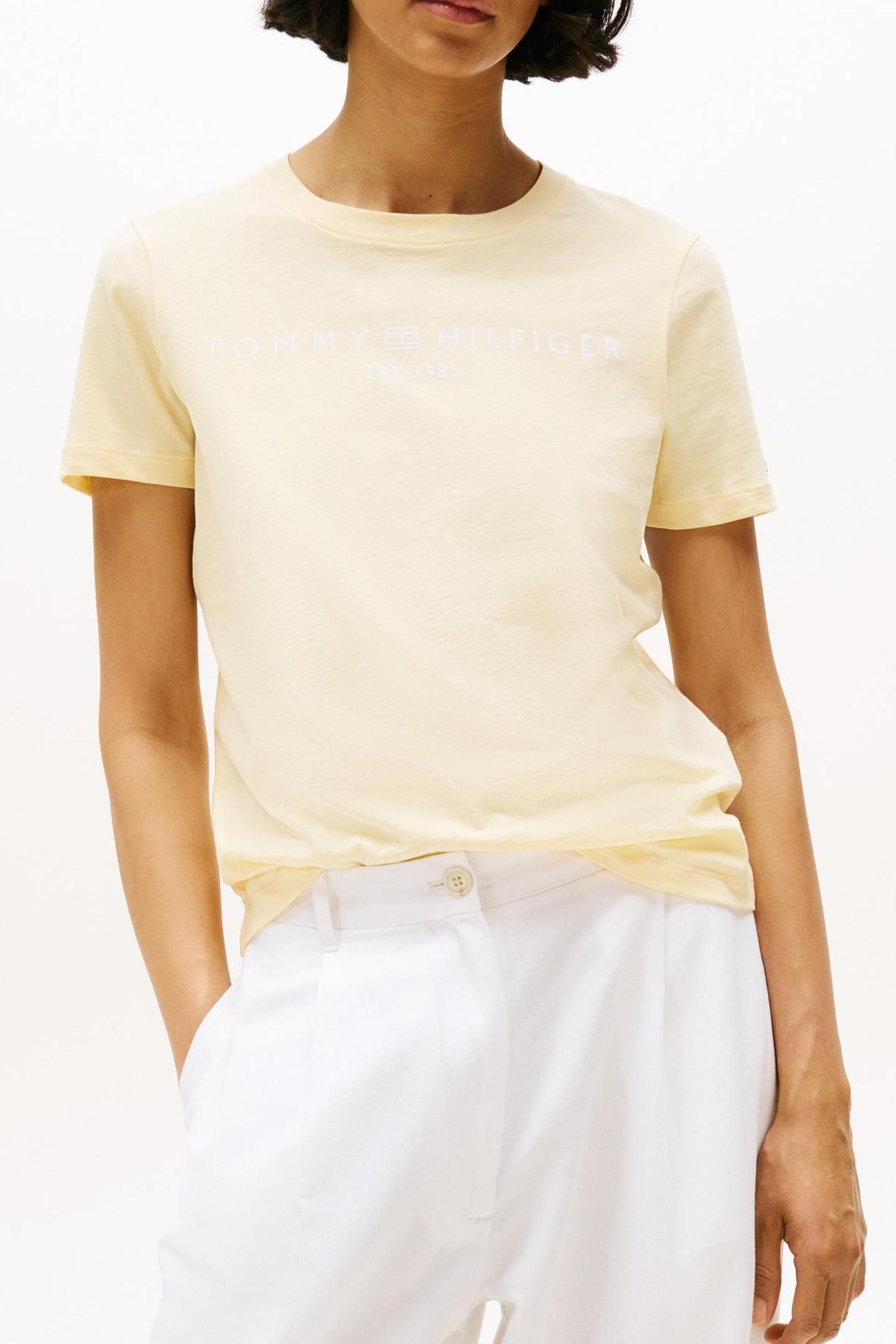 Tommy Hilfiger Reg Corp Logo C-neck Frozen Custard Maat: L | Tops Outlet | Dames | Geel