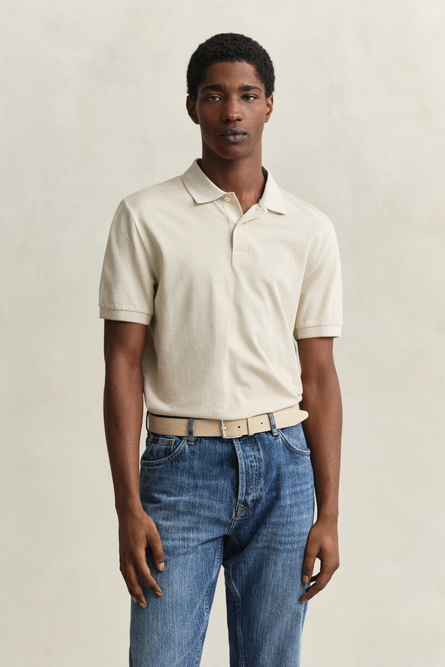 GANT Two-toned Polo Shirt Oat Beige Maat: S | Poloshirts Outlet | Heren | Beige