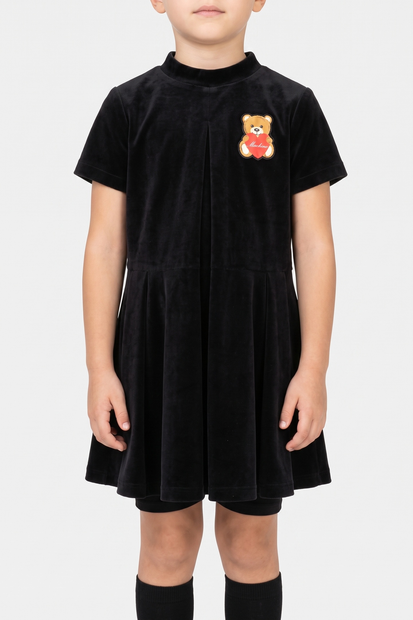 Moschino Girl's Heart Teddy Bear Velvet Dress Black Maat: 8 | Jurken Outlet | kids | Zwart