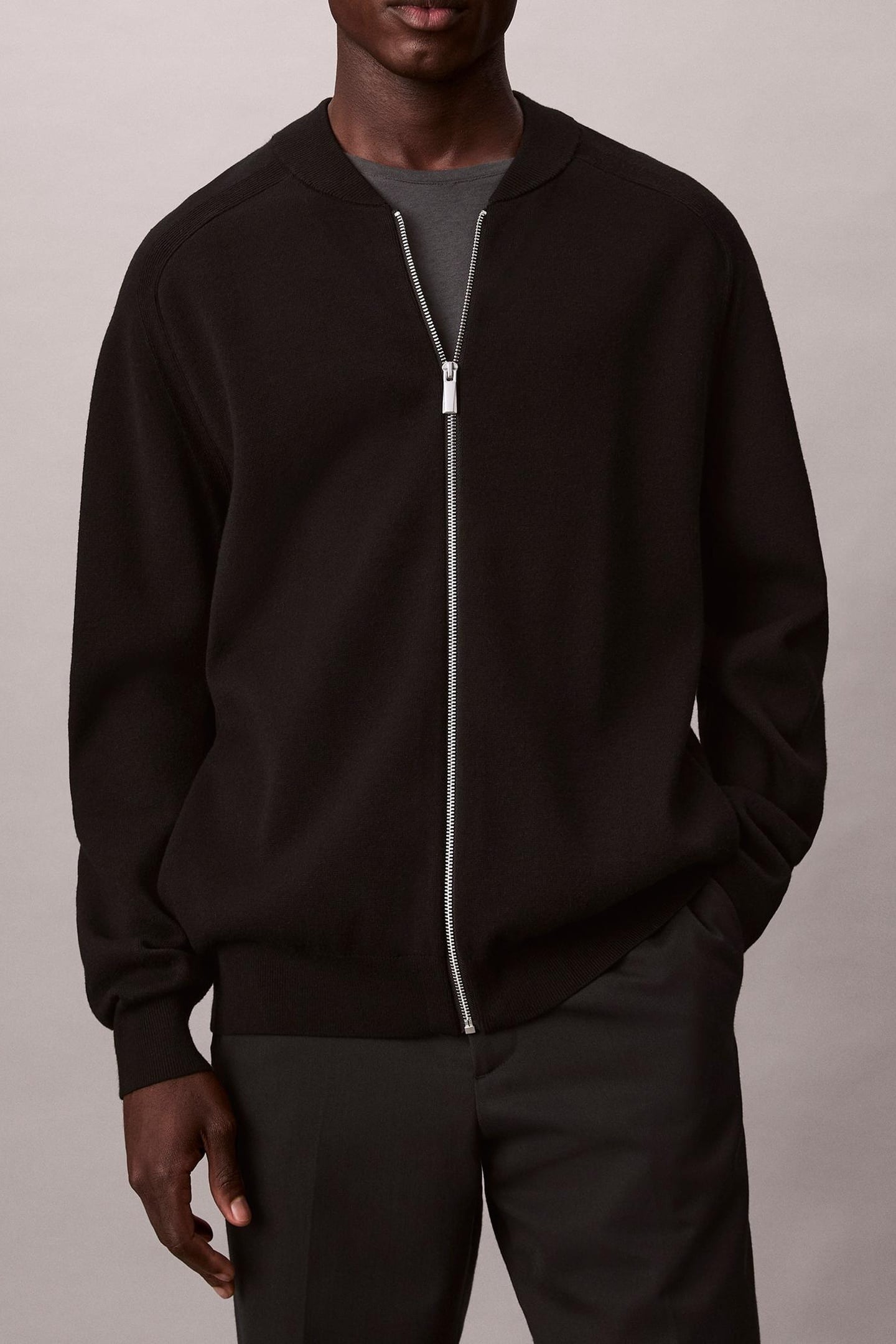 Calvin Klein Ls Tech Knit Fullzip Black Größe: M | Cardigans Outlet | Herren | Schwarz