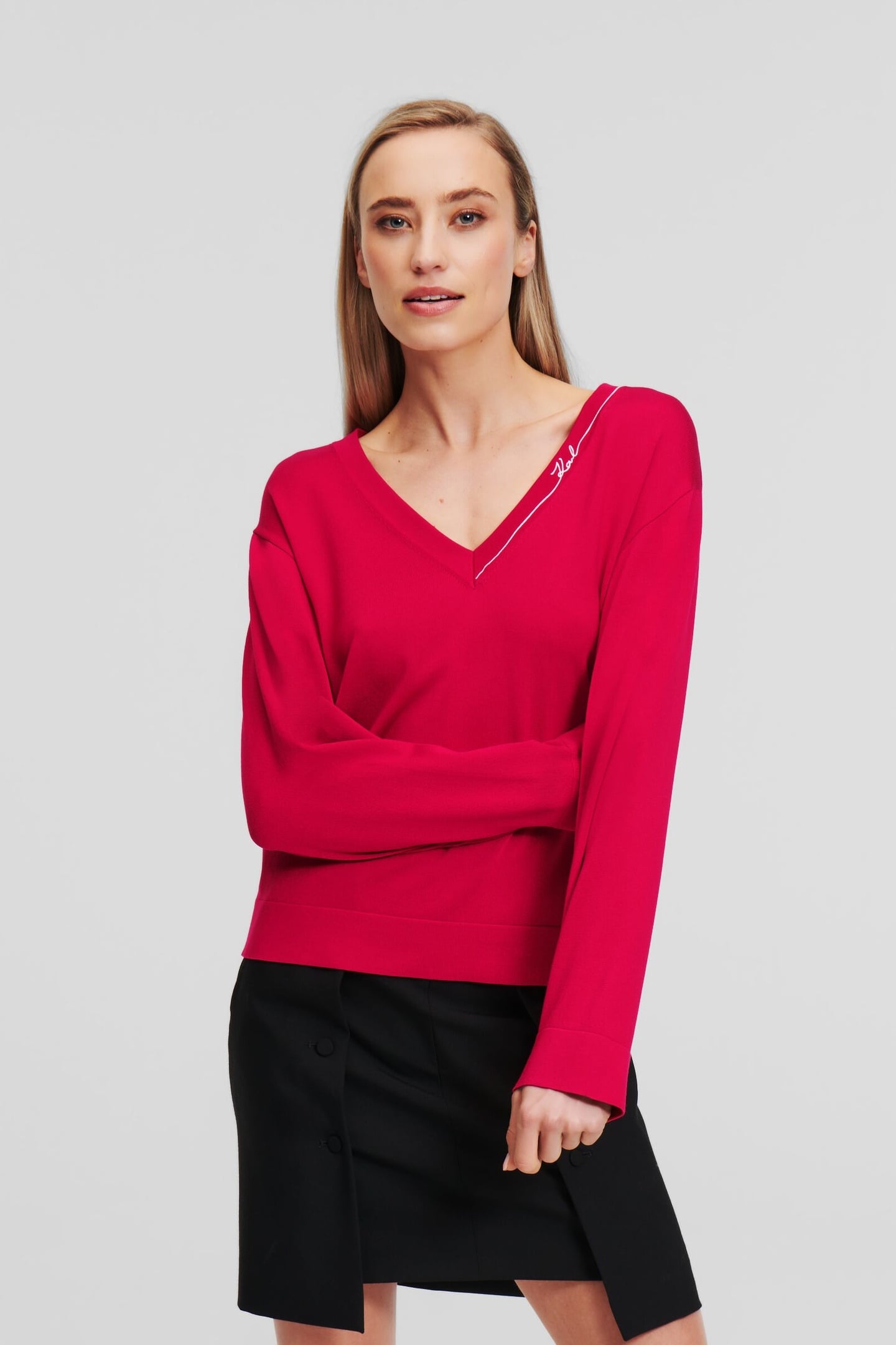 Karl Lagerfeld Light V-neck Knit Sweater Persian Red Taglia: S | Maglioni a maglia Outlet | Donna | Rosso