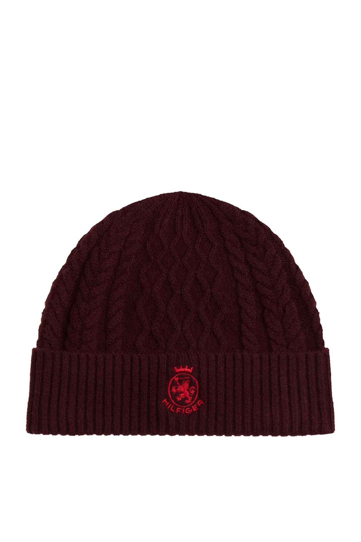 Tommy Hilfiger Th Crest Knit Beanie Deep Burgundy/blue Size: OS | Hats & Caps Outlet | Heren | Bordeaux