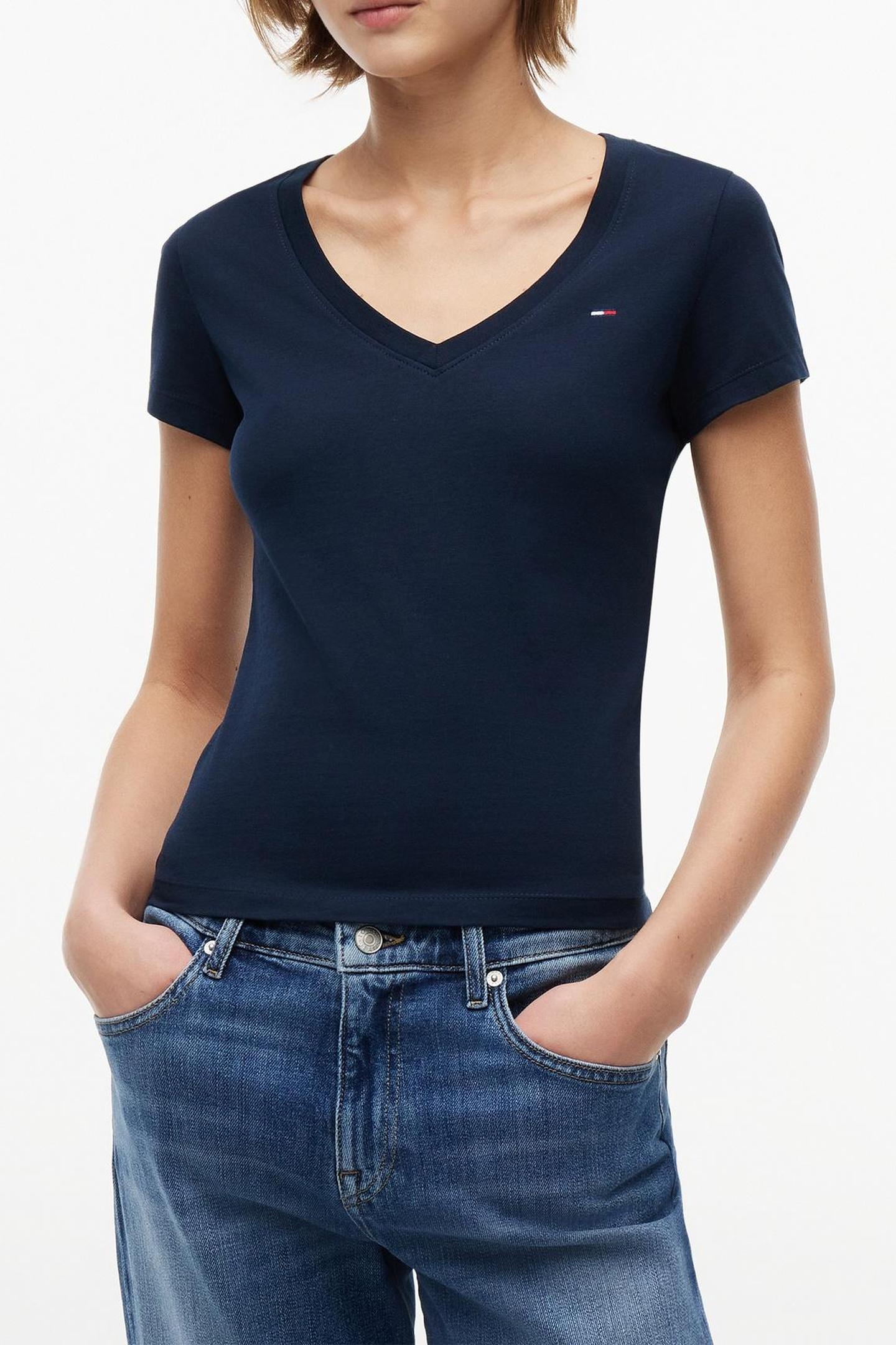 Tommy Hilfiger Tjw Slim V-neck Tee Dark Blue Taglia: M | Maglie Sportivi Outlet | Donna | Blu