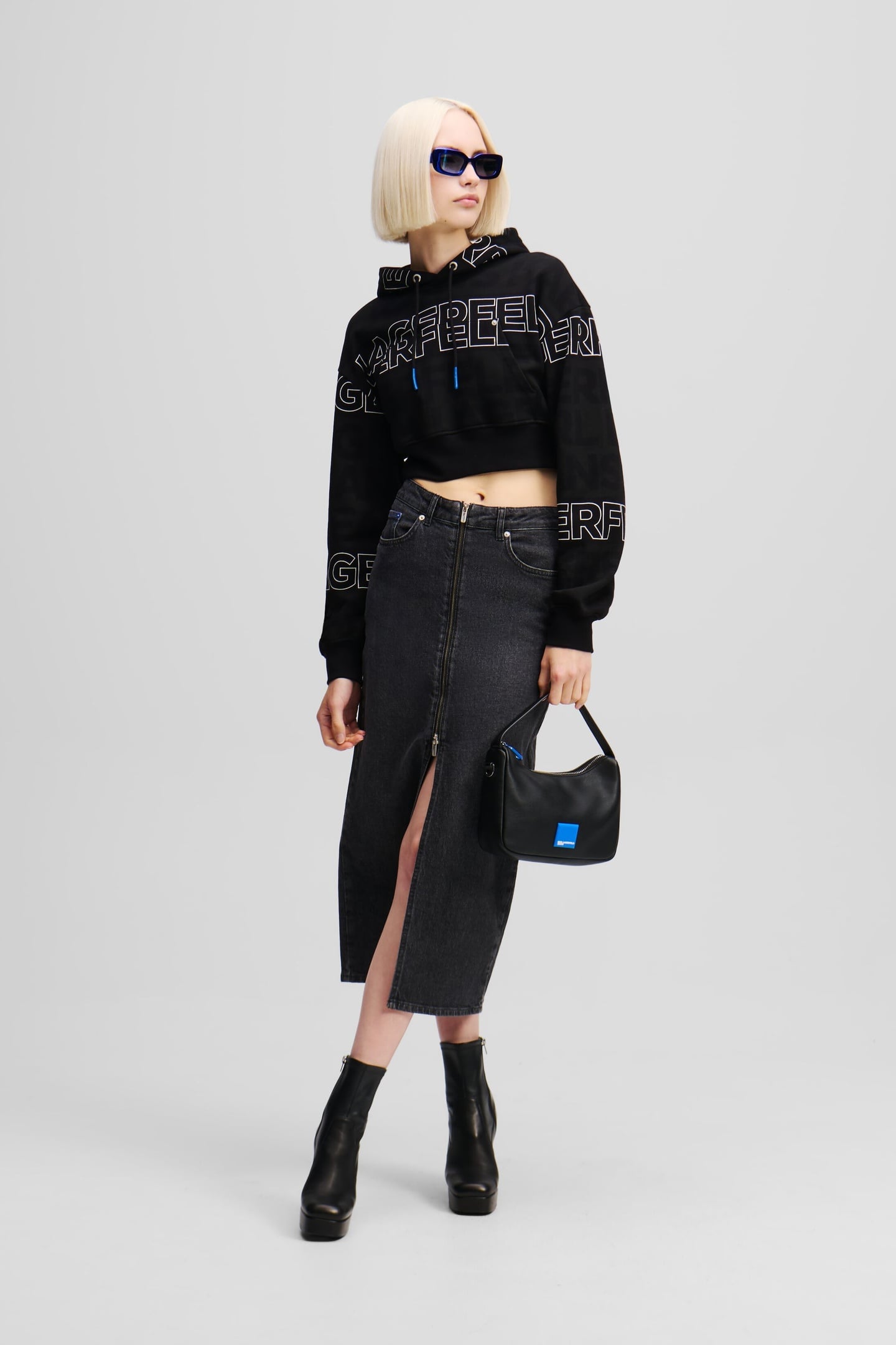Karl Lagerfeld Klj Zip Denim Midi Skirt Washed Dark Grey Taglia: XS | Minigonne Outlet | Donna | Blu