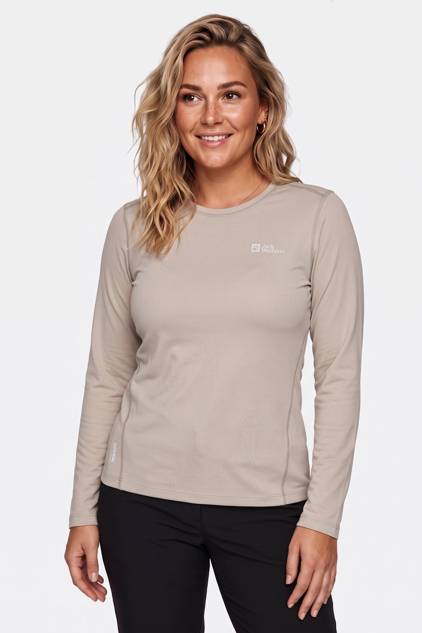 Jack Wolfskin Sky Thermal Long Sleeve Pale Sand Maat: M | Tops Outlet | Dames | Beige