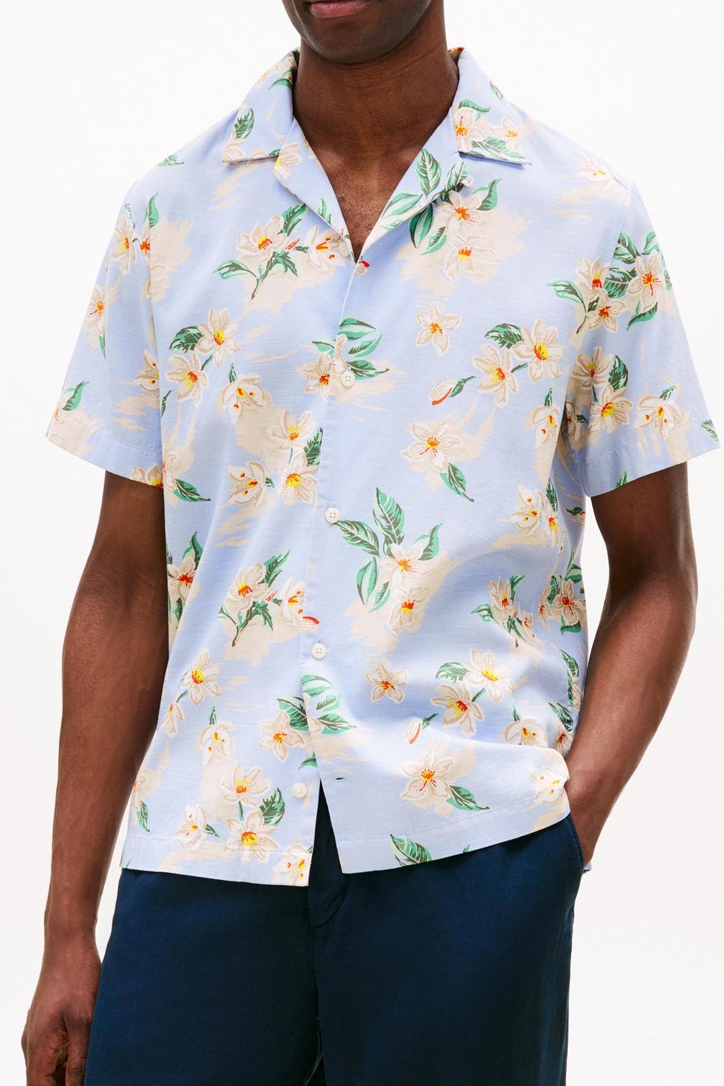 Tommy Hilfiger Lightweight Floral Sweet Blue/allover Maat: M | Casual Overhemden Outlet | Heren | Blauw