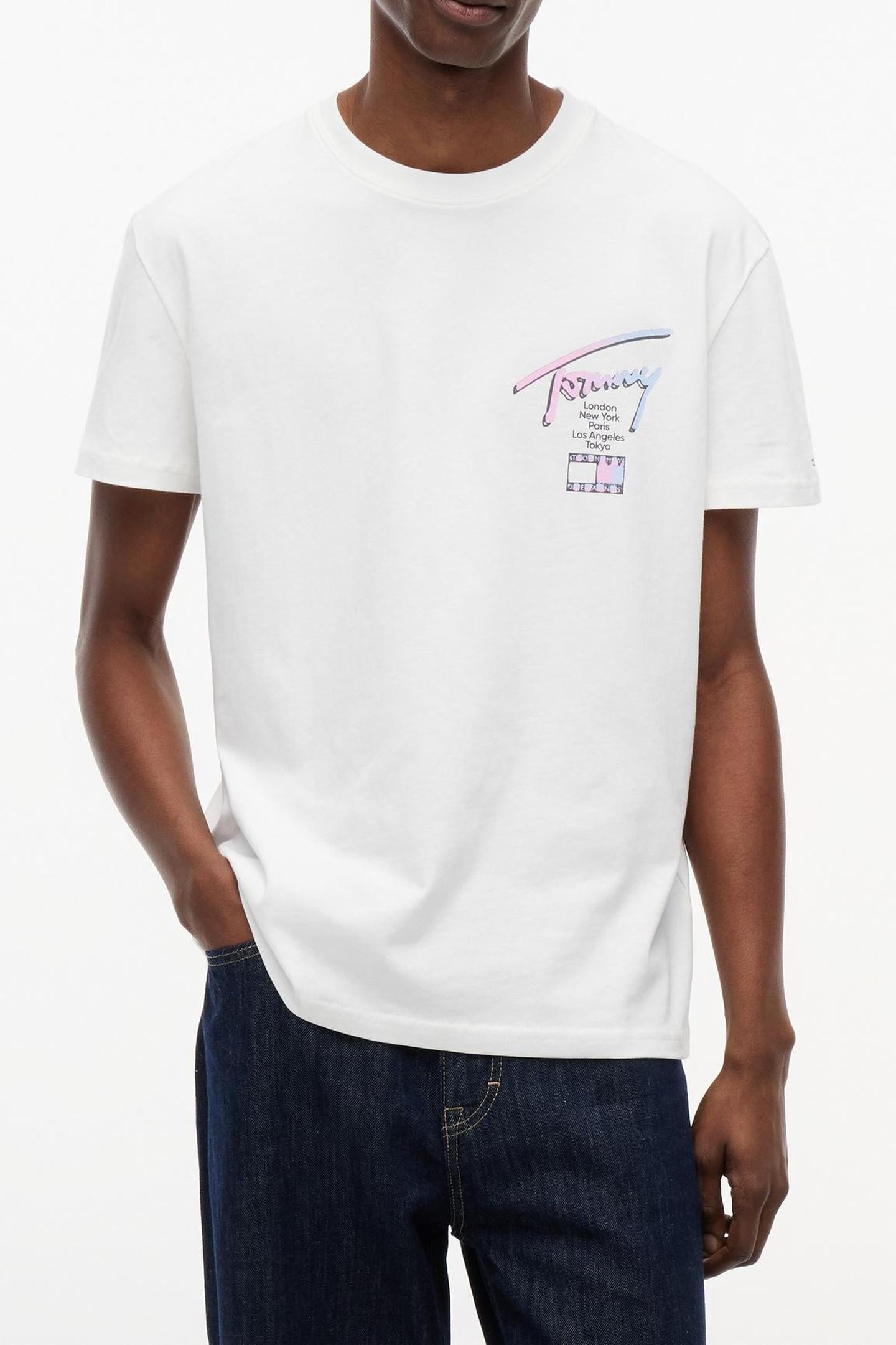 Tommy Hilfiger Tjm Reg City Sign Ss Ecru Taglia: L | Magliette basic Outlet | Uomo | Marrone