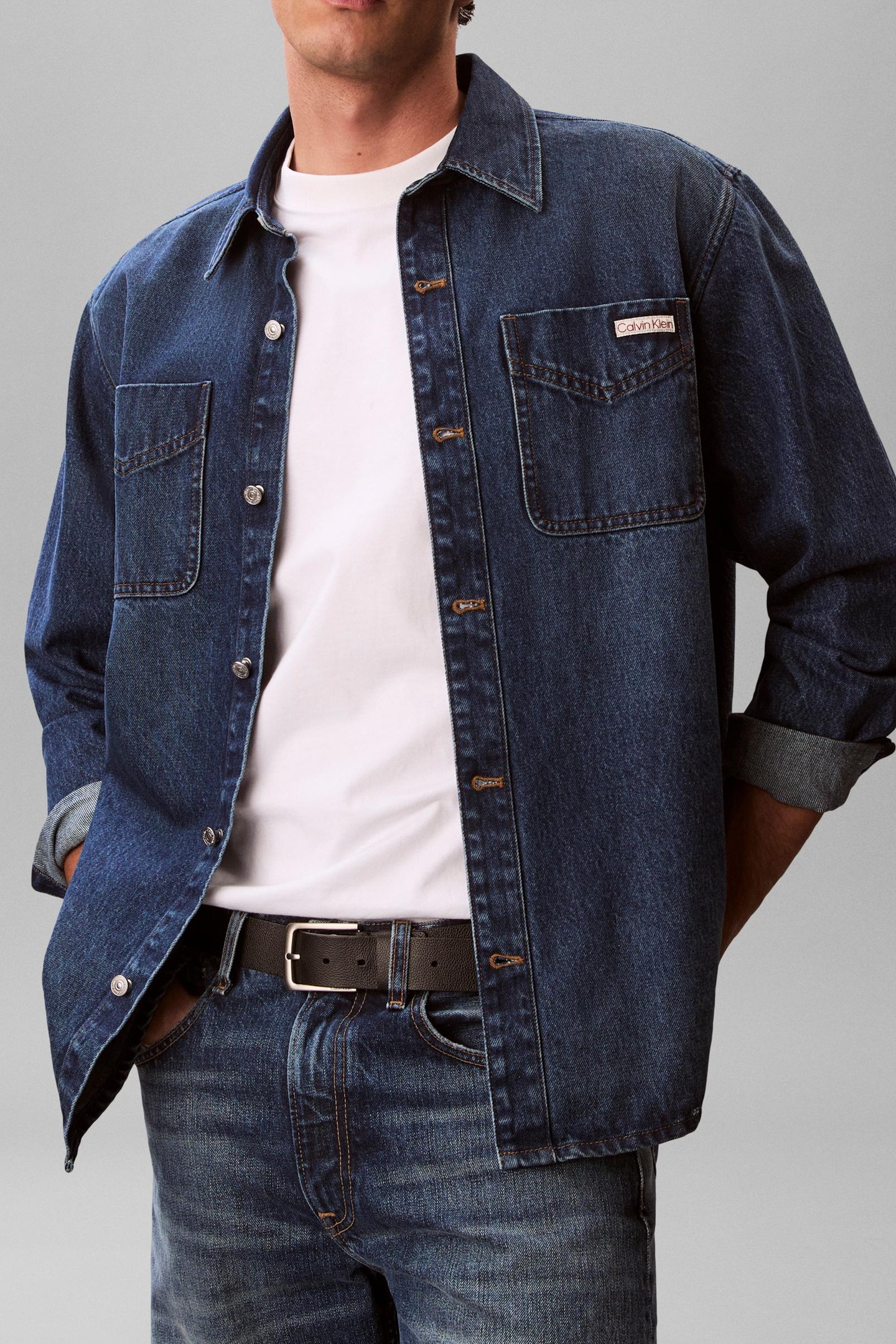 Calvin Klein 90s Horizon Overshirt Horizon Maat: M | Casual Overhemden Outlet | Heren | Blauw