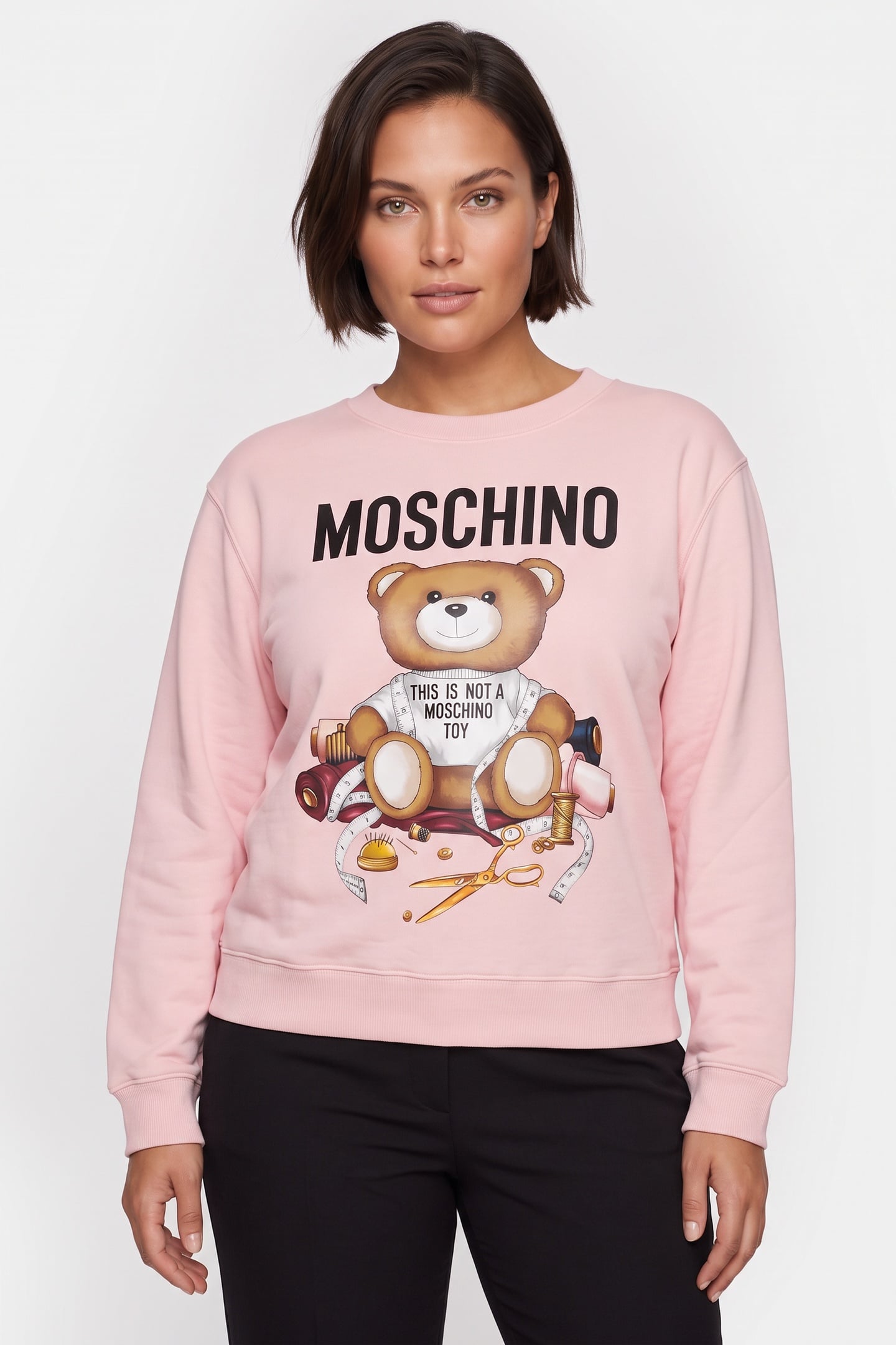 Moschino Tailor Teddy Bear Organic Cotton Sweatshirt Pink Maat: 40 | Sweaters Outlet | Dames | Roze