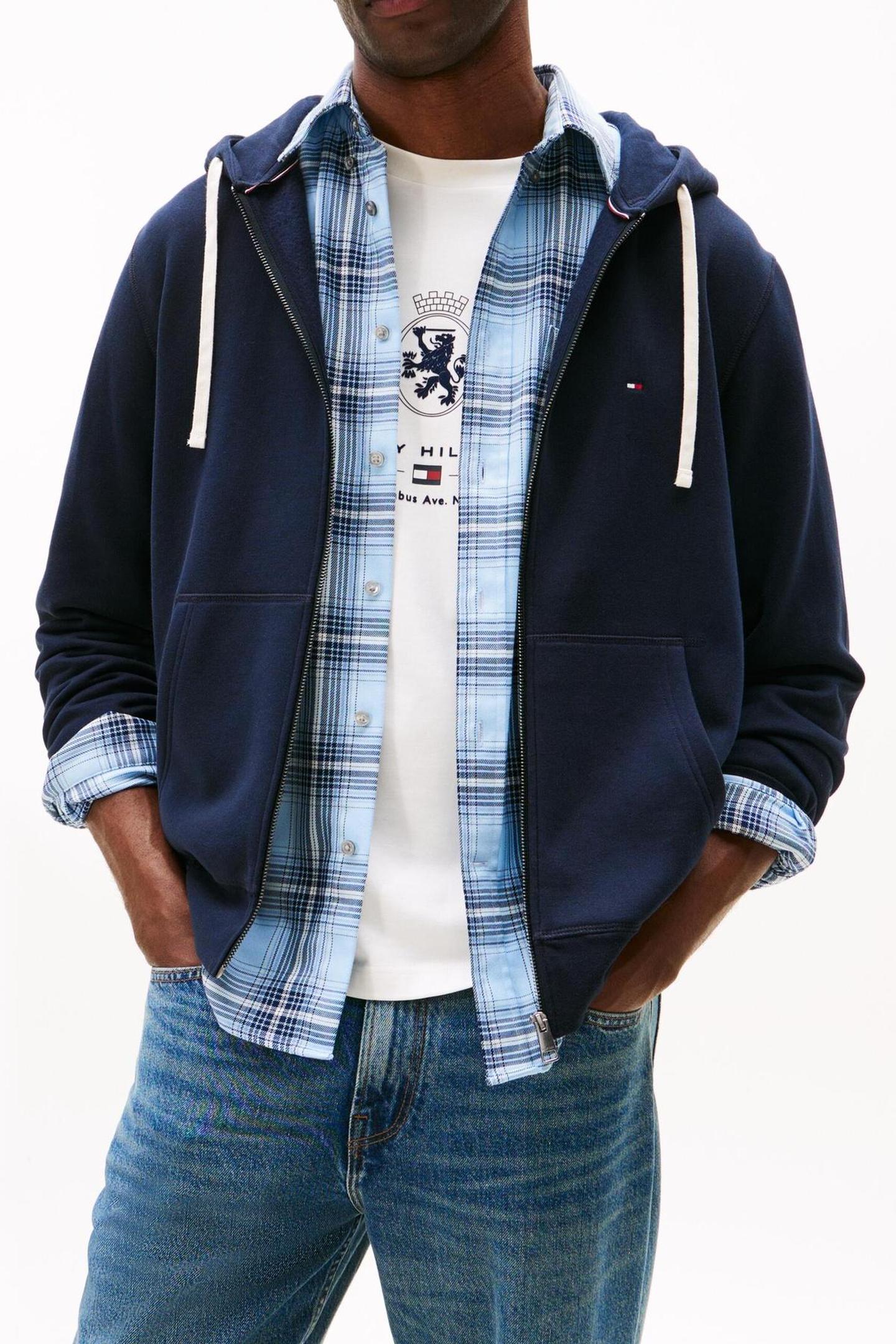 Tommy Hilfiger Essential Fleece Zip Desert Sky Size: L | Hoodies & Sweatshirts Outlet | Heren | Blauw