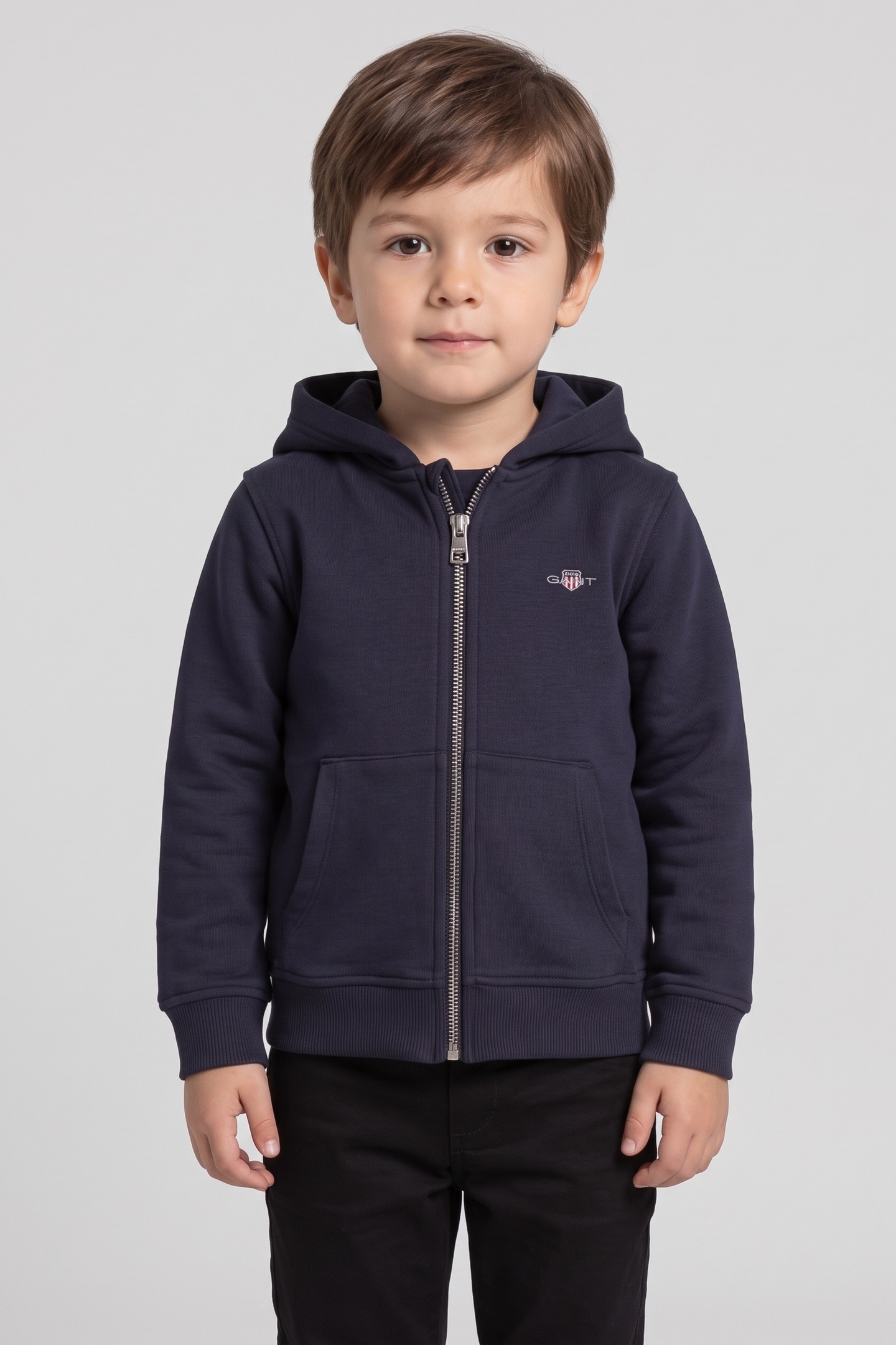 GANT Kids Unisex Shield Zip Hoodie Evening Blue Maat: 122/128 | Sportkleding Outlet | kids | Blauw