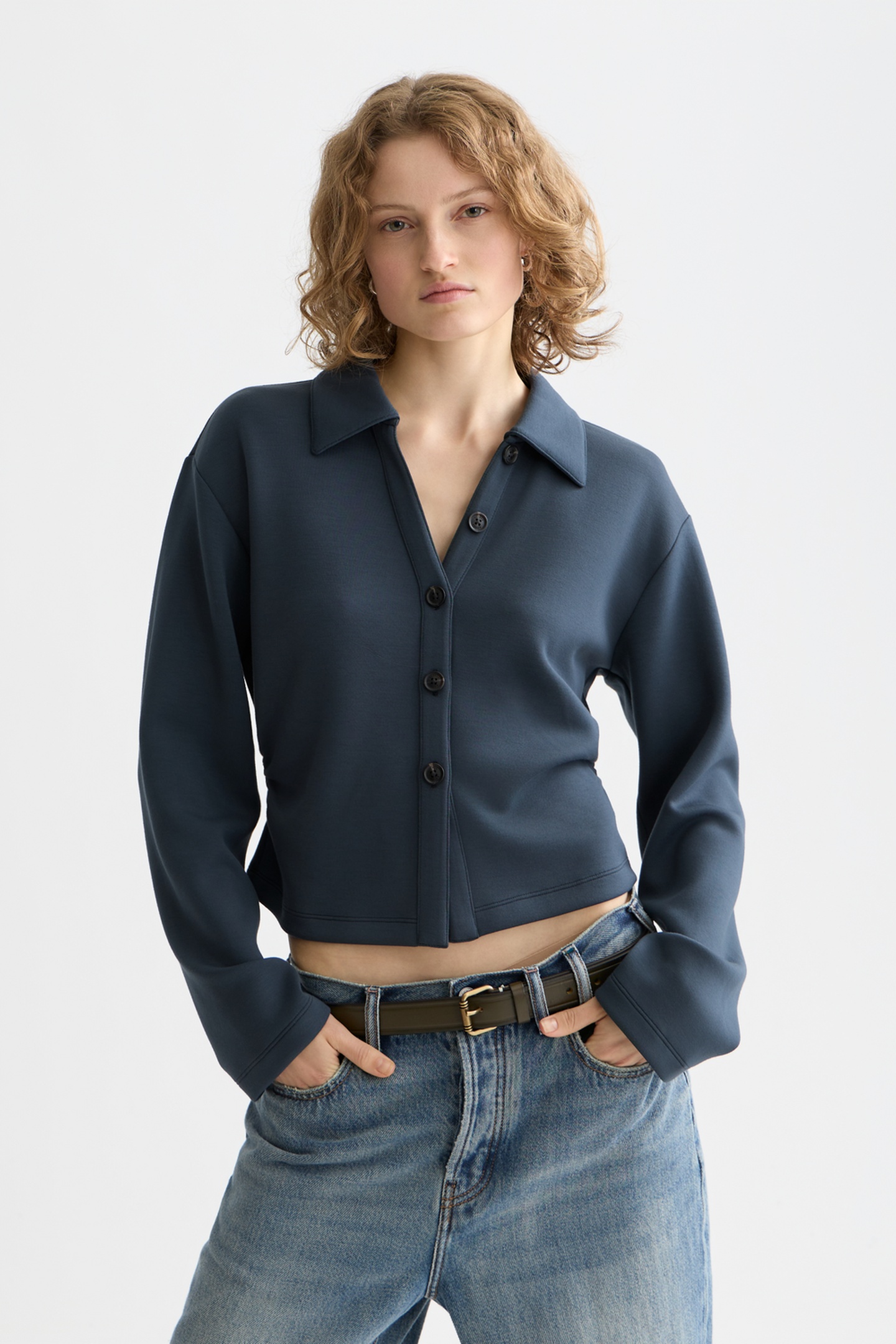Scotch & Soda Modal Shirt Carbon Size: XS | Long-Sleeved Tops Outlet | Dames | Blauw