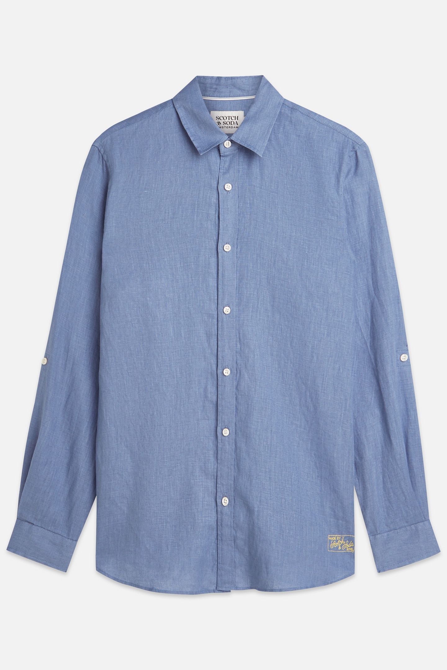 Scotch & Soda Seasonal Core Linen Regularfit Shirt Navy Taille: XXL | Casual chemises Outlet | Homme | Blanche