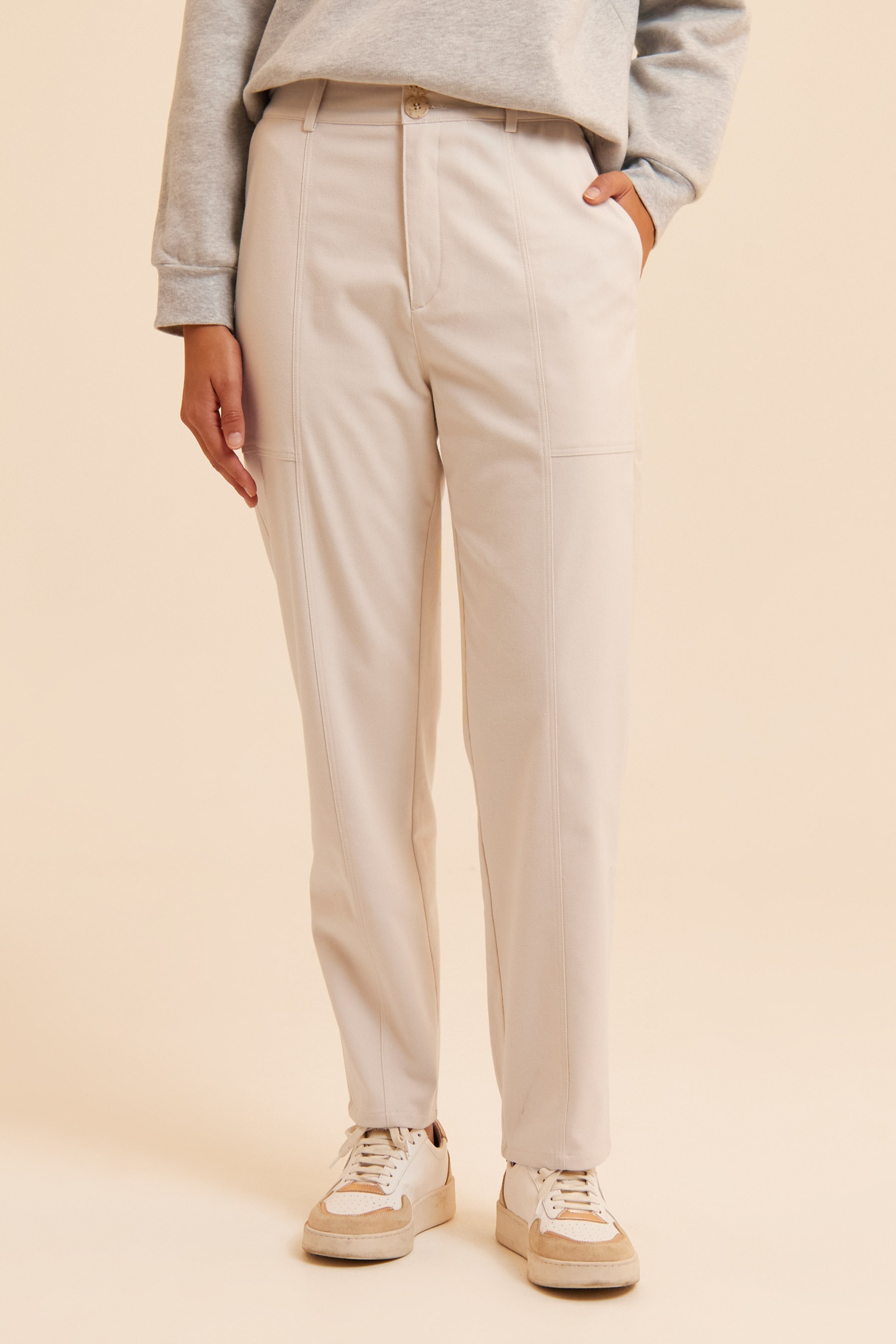 ICode Ecru Cargo-style Straight Trousers Maat: 42 | Cargobroeken Outlet | Dames | Ecru