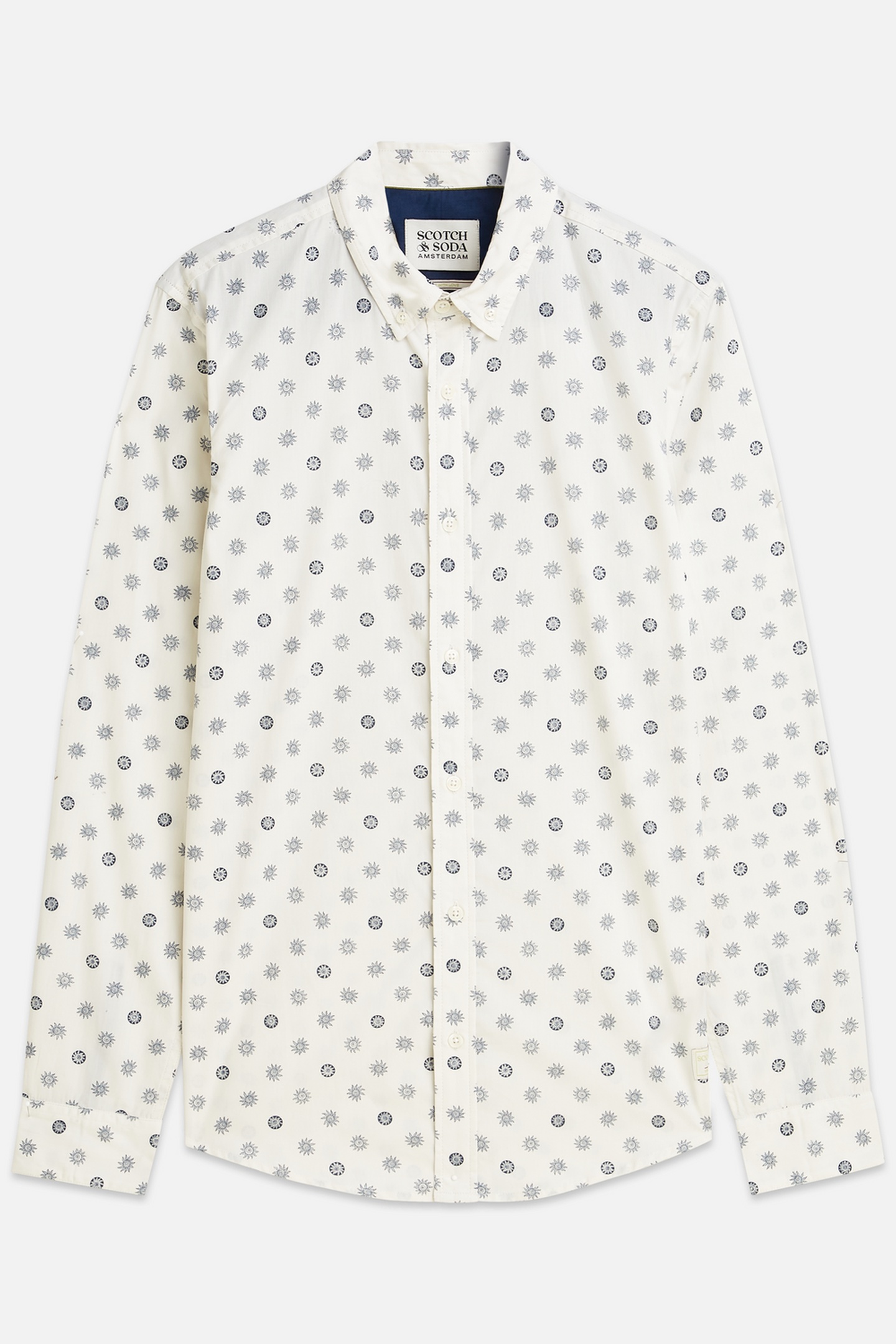 Scotch & Soda Microprint Poplin Slimfit Shirt White Traditional Taille: M | Casual chemises Outlet | Homme | Blanche
