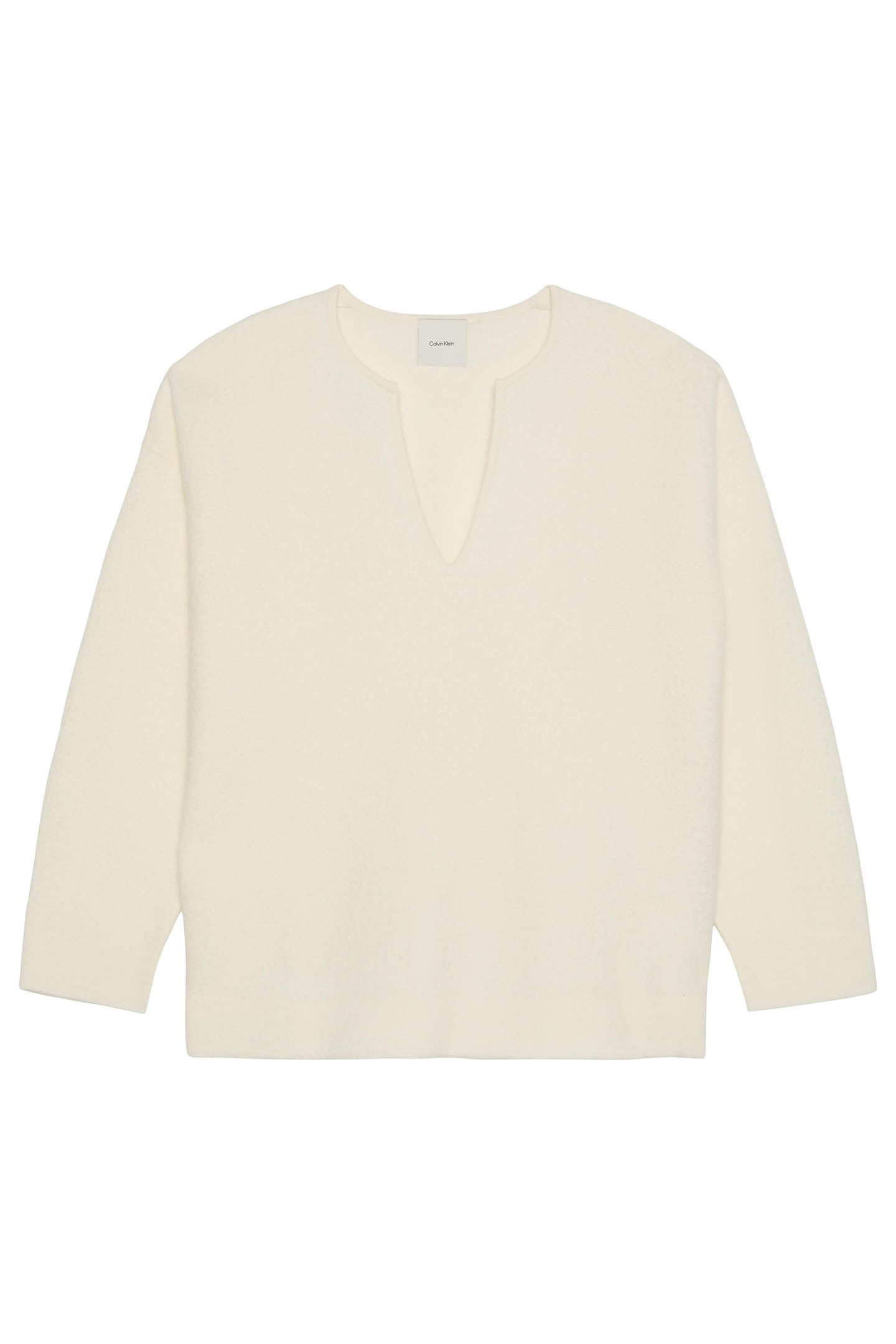Calvin Klein Boiled Wool Ls V Neck Sweater White Greige Talla: M | Sudaderas con Capucha Outlet | Mujer | Blanco