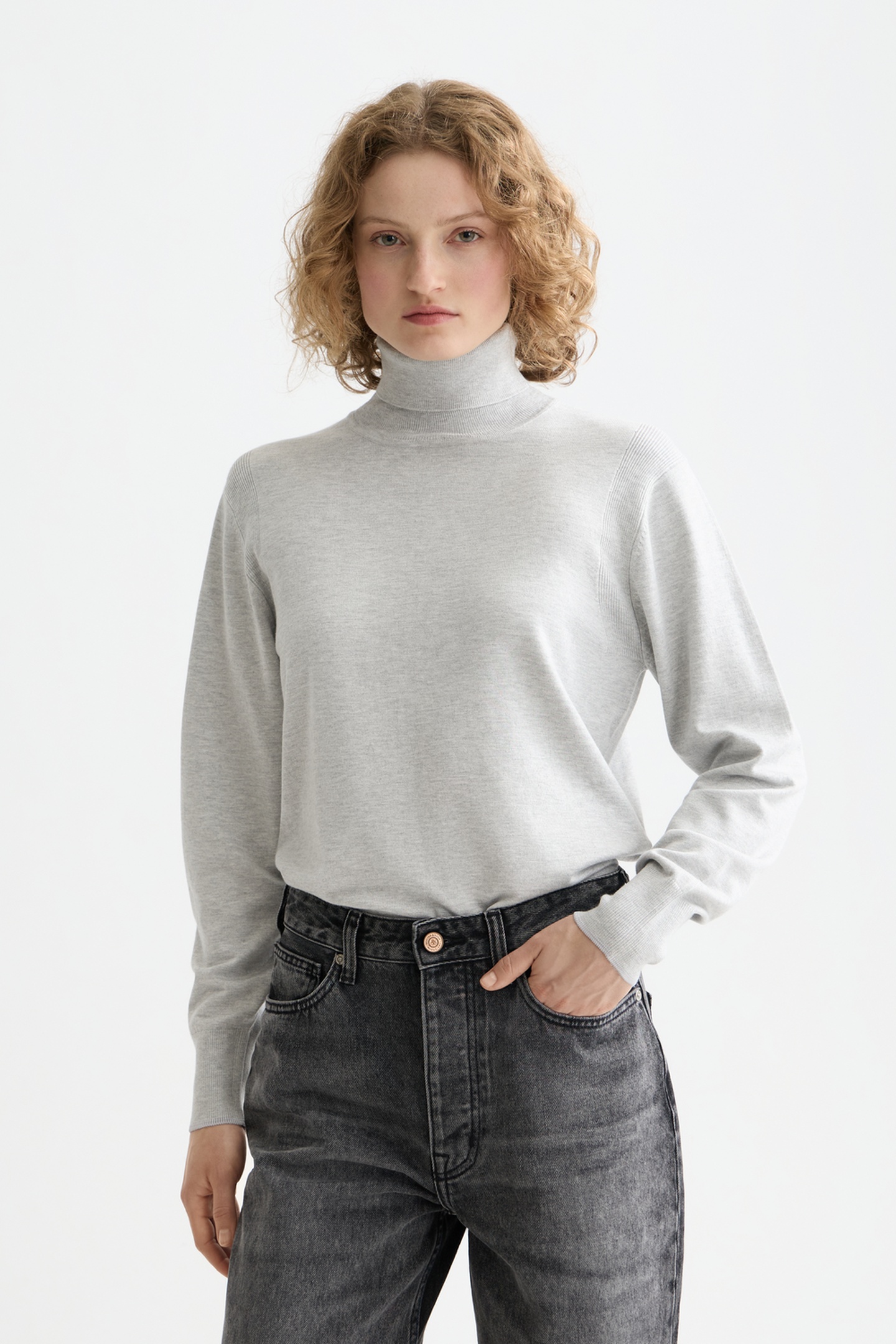 Scotch & Soda Core Roll Neck Relaxed Pullover Light Pastel Grey Talla: L | Sudaderas con Capucha Outlet | Mujer | Gris