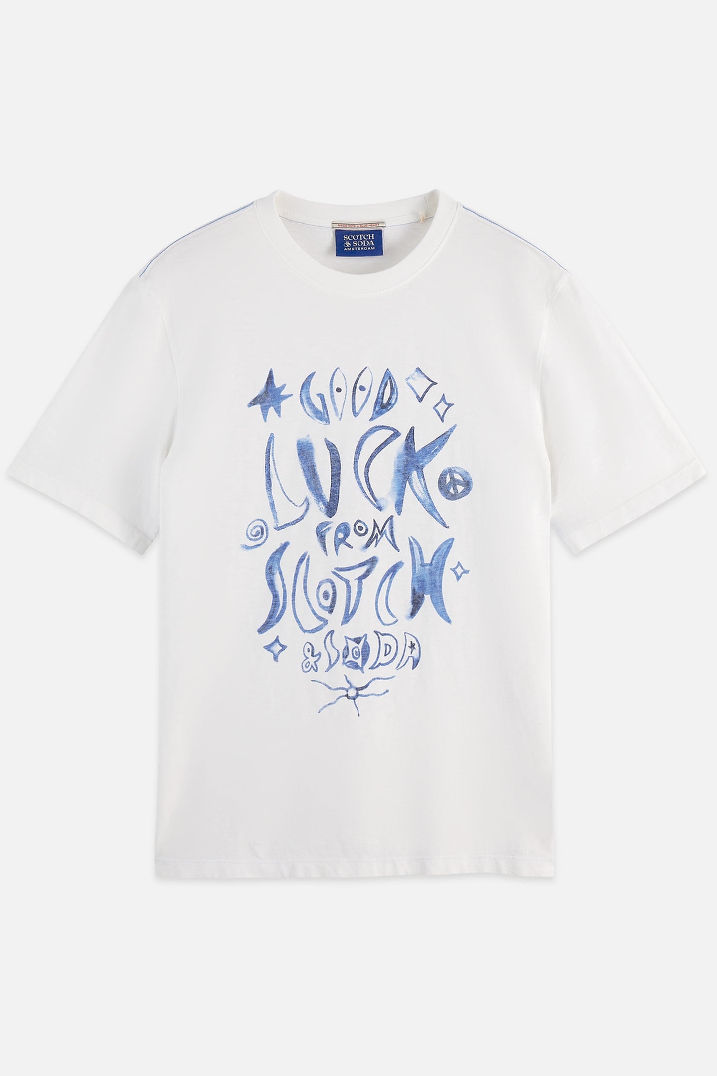 Scotch & Soda Washed Graphic Regular-fit T-shirt White/pastel Talla: M | Camisetas Básicas Outlet | Hombre | Blanco