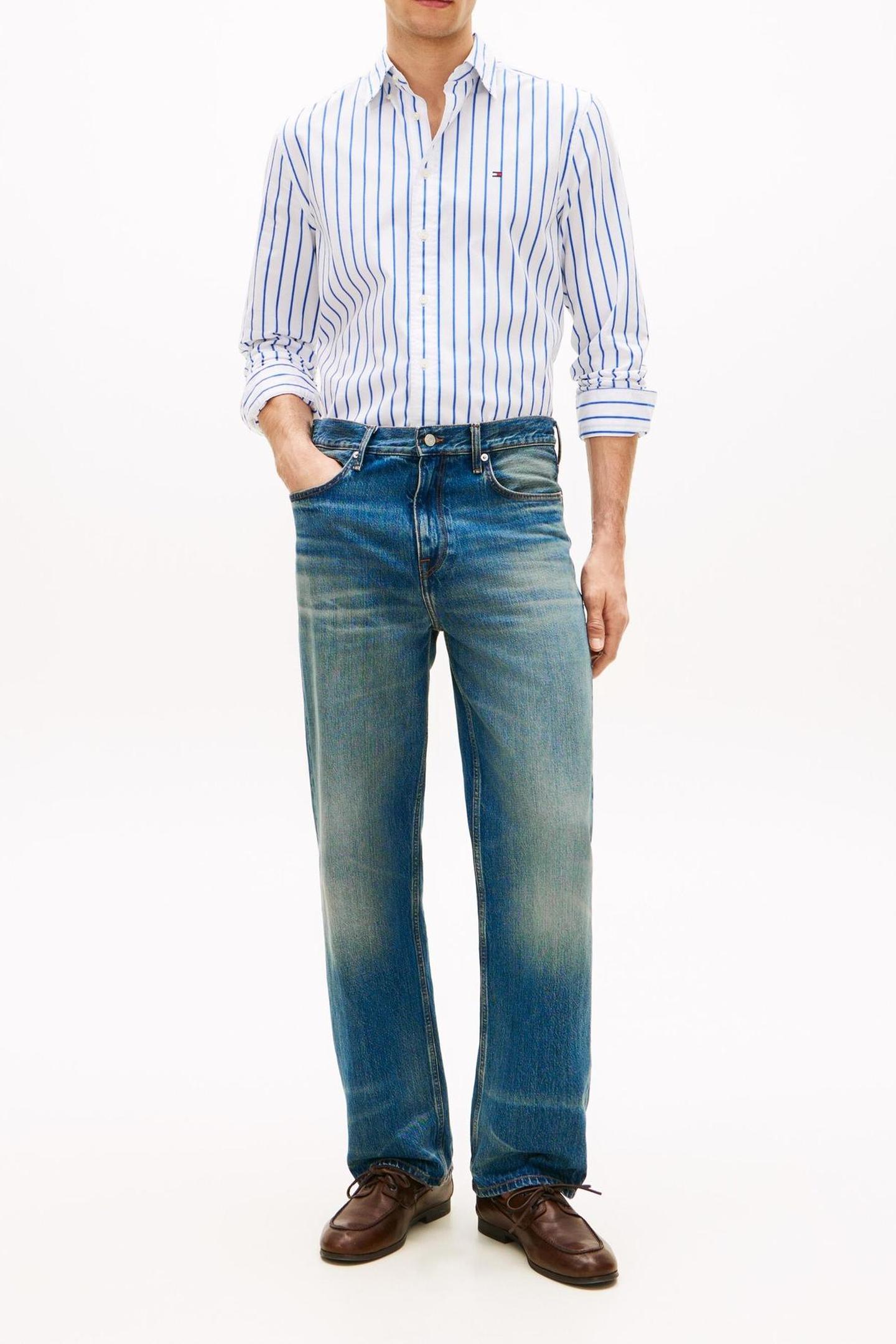 Tommy Hilfiger Flex Poplin Bold White/stripe Taille: L | Casual chemises Outlet | Homme | Blanche