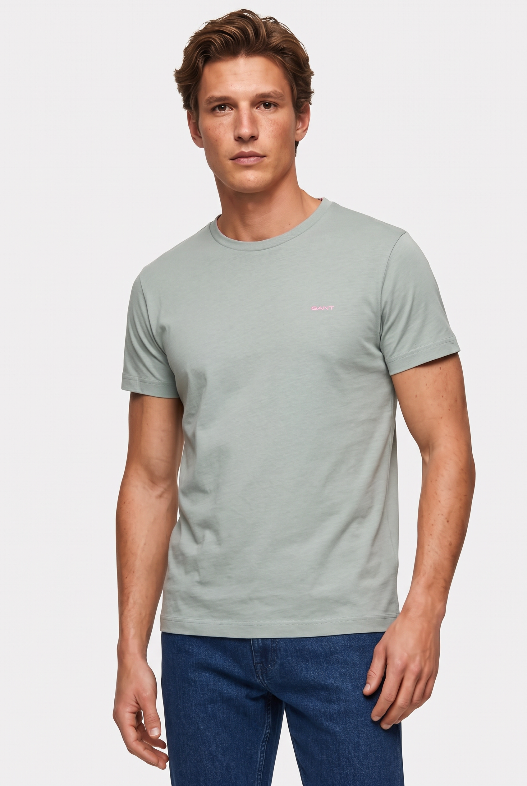 GANT Logo T-shirt Ceramic Grey Maat: L | Basic T-Shirts Outlet | Heren | Grijs