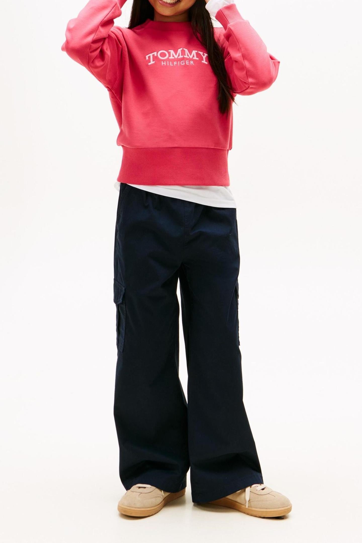 Tommy Hilfiger Girls High Rib Hem Crew Neck Vintage Cerise Size: 8Y | Sweaters & Cardigans Outlet | kids | Roze