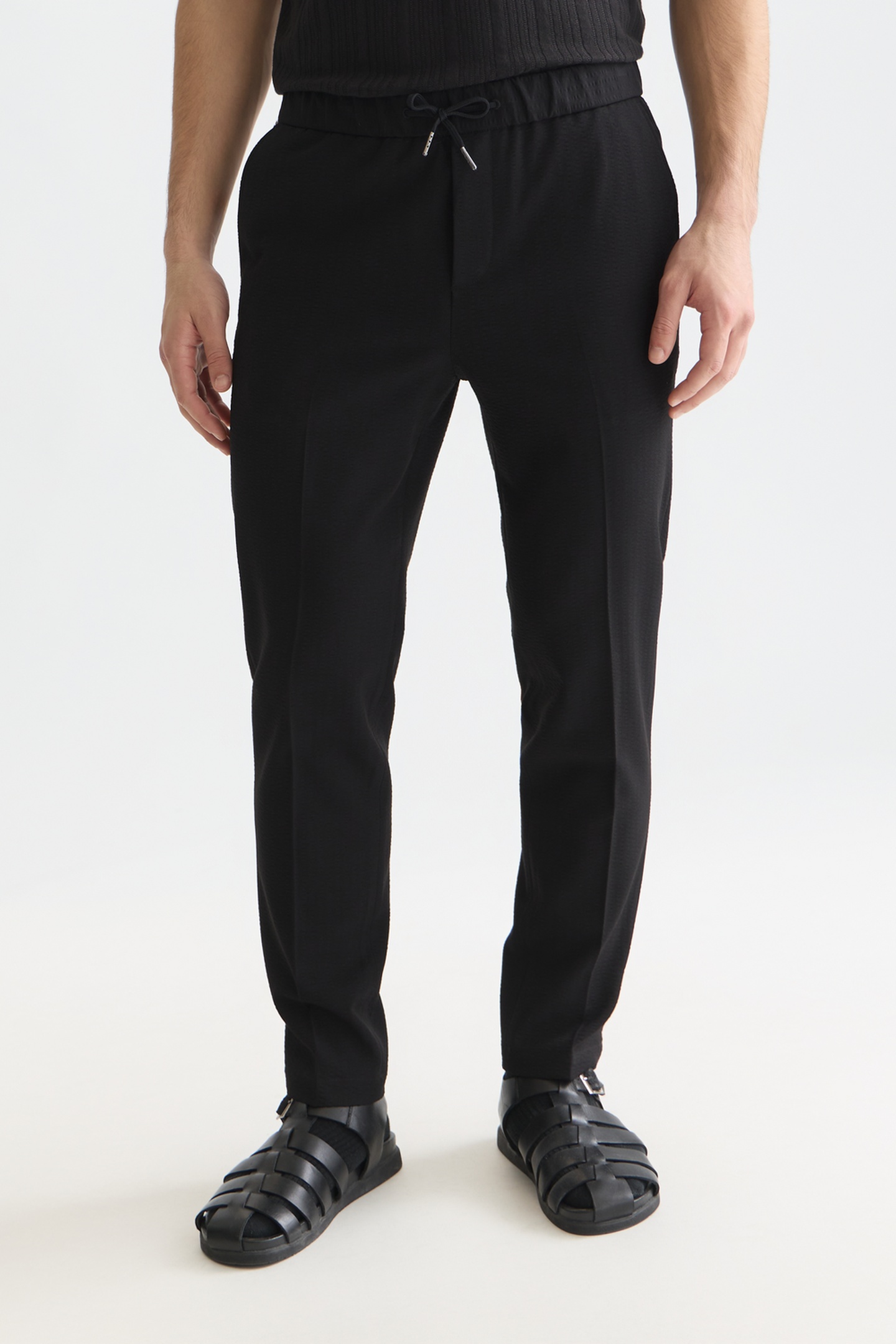 Scotch & Soda Finch Stretch Seersucker Travel Regular Taperedfit Jogger Bl Maat: W29L32 | Broeken Outlet | Heren | Zwart