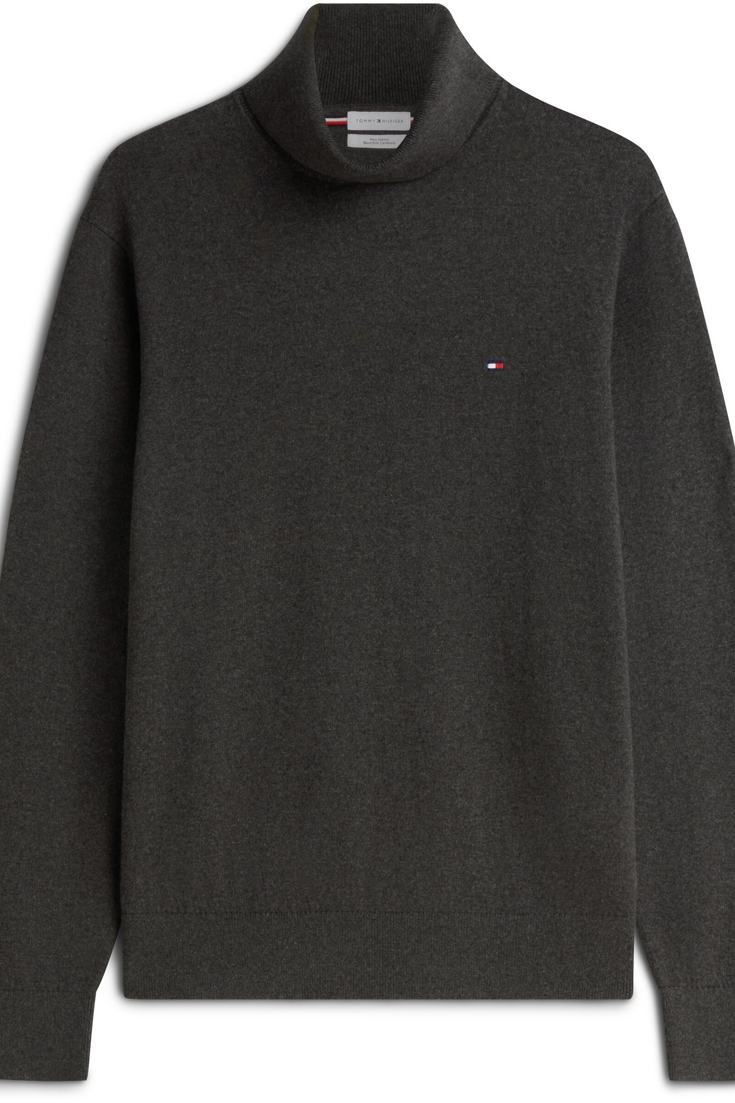 Tommy Hilfiger Pima Cotton Cashmere Sweater Dark Grey Heather Taille: XXL | Pulls col roulé Outlet | Homme | Gris