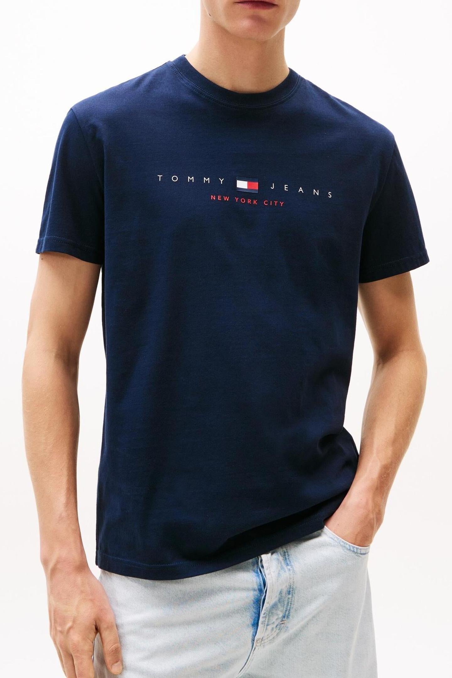 Tommy Hilfiger Tjm Reg Flag Linear Dark Night Navy Größe: S | Basic T-Shirts Outlet | Herren | Schwarz
