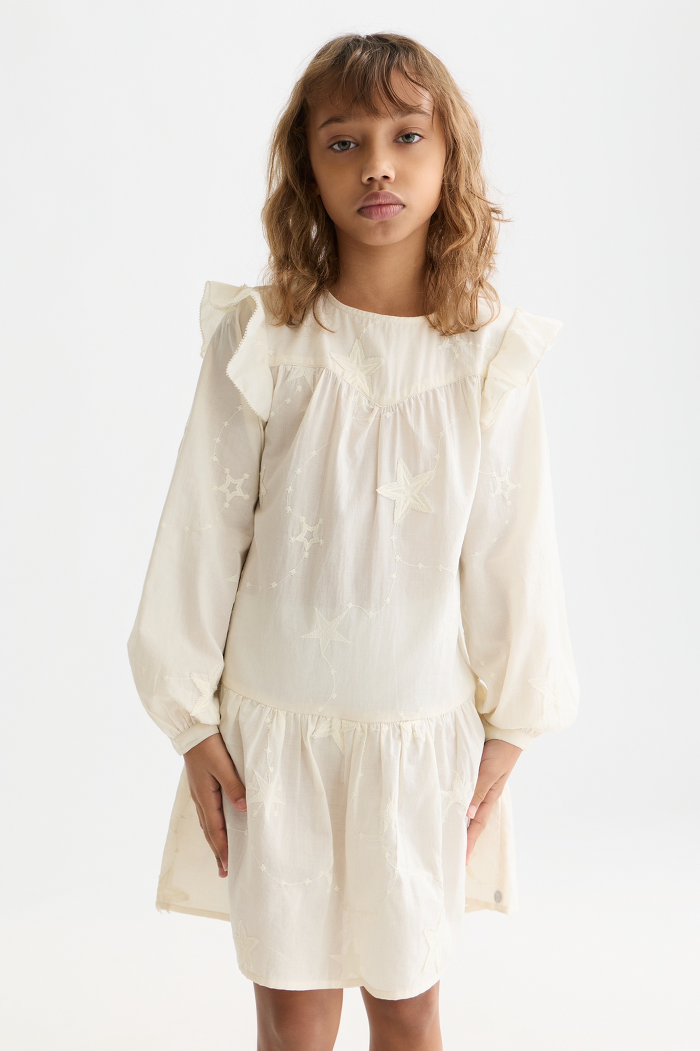 Scotch & Soda Girls Fringe Embroidered Longsleeve Dress White Traditional Taglia: 6 | Vestiti Outlet | kids | Bianco