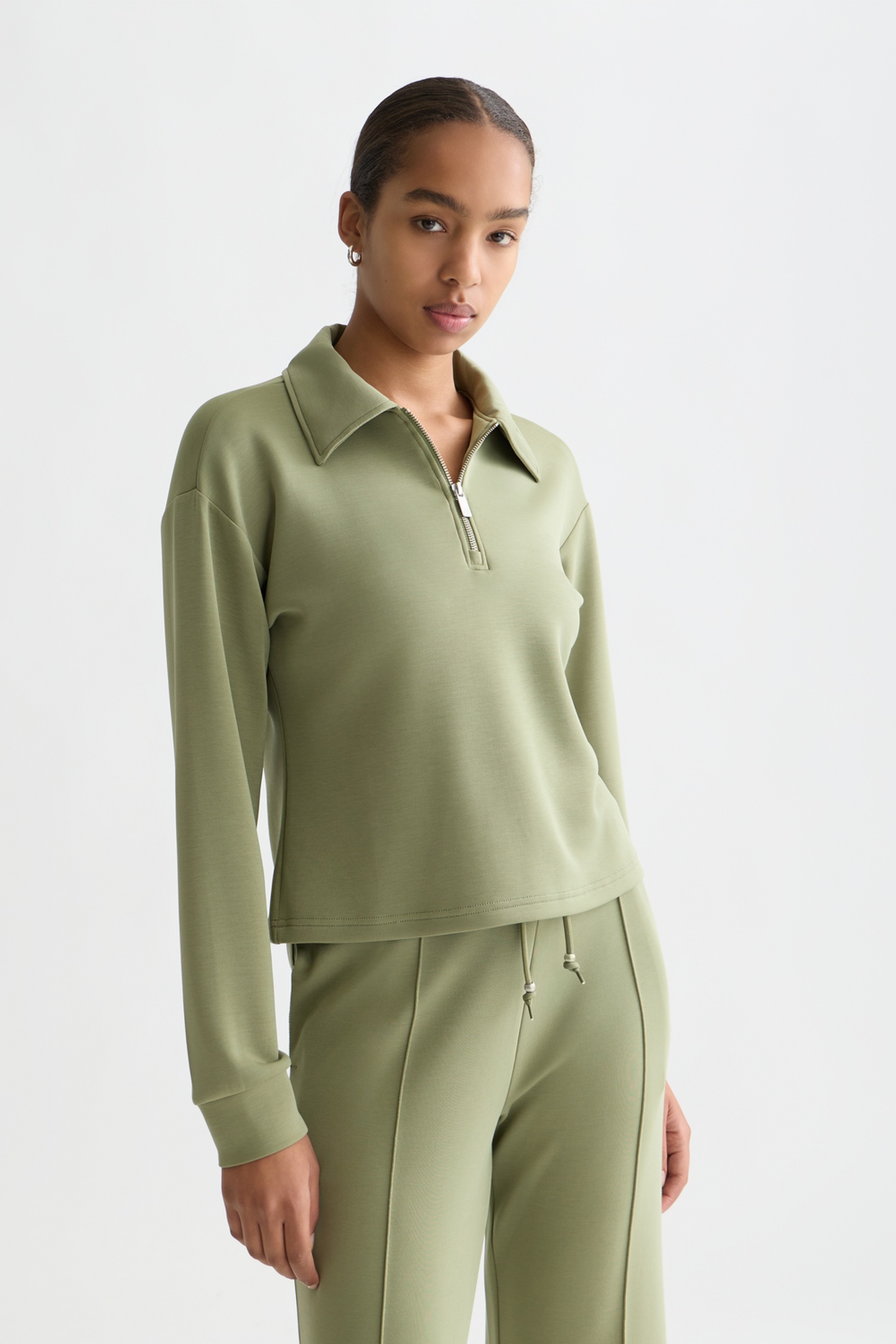 Scotch & Soda Zip Through Tencel Sweatshirt Oil Green Taglia: M | Maglie a manica lunga Outlet | Donna | Verde
