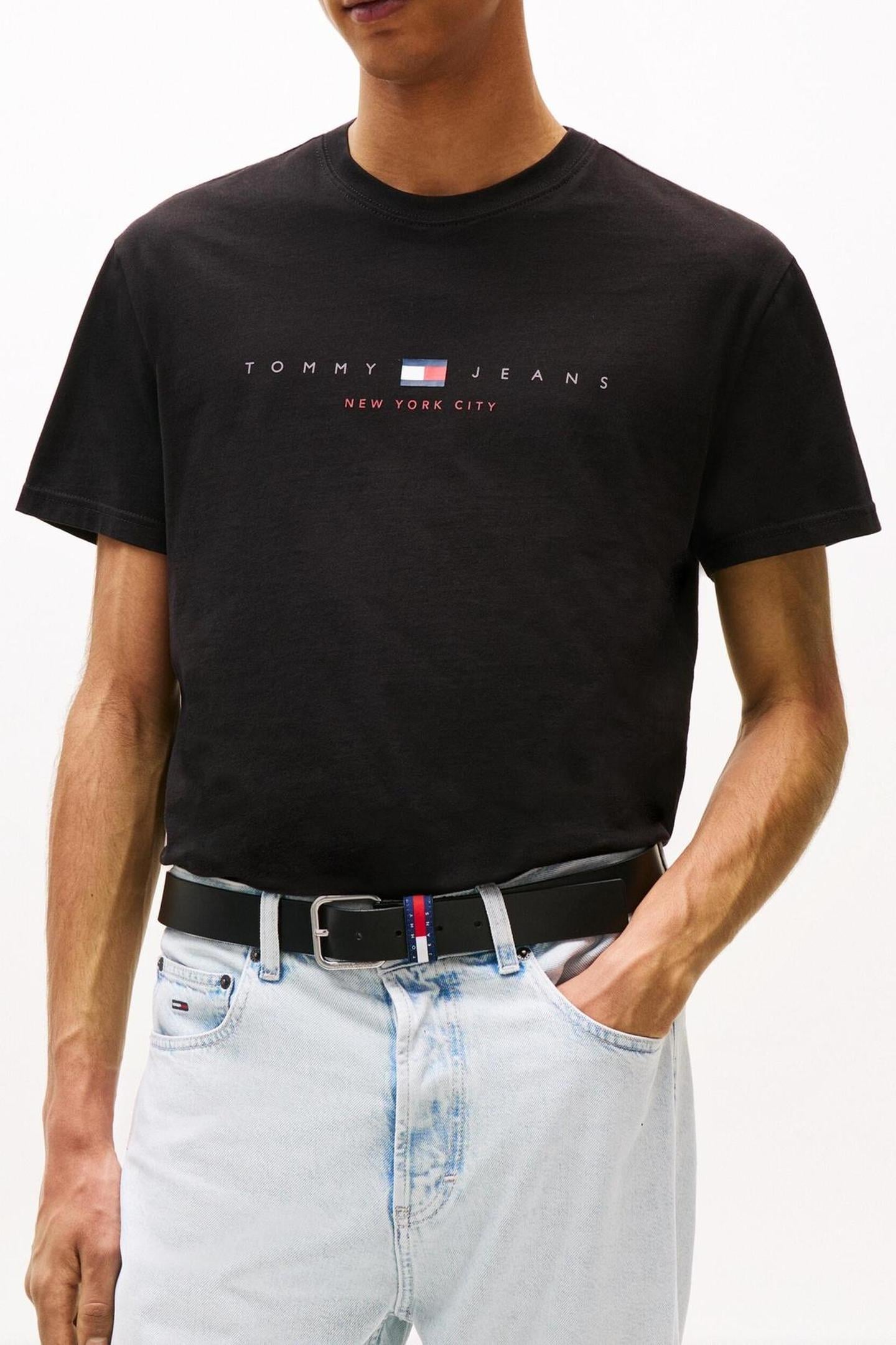 Tommy Hilfiger Tjm Reg Flag Linear Black Größe: L | Basic T-Shirts Outlet | Herren | Schwarz